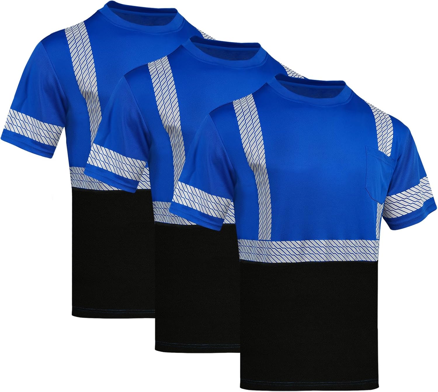 GLIMMR High Visibility Safety Reflective T Shirts for Men,3pcs Breathable Class 3 Hi Vis Work Construction Shirt