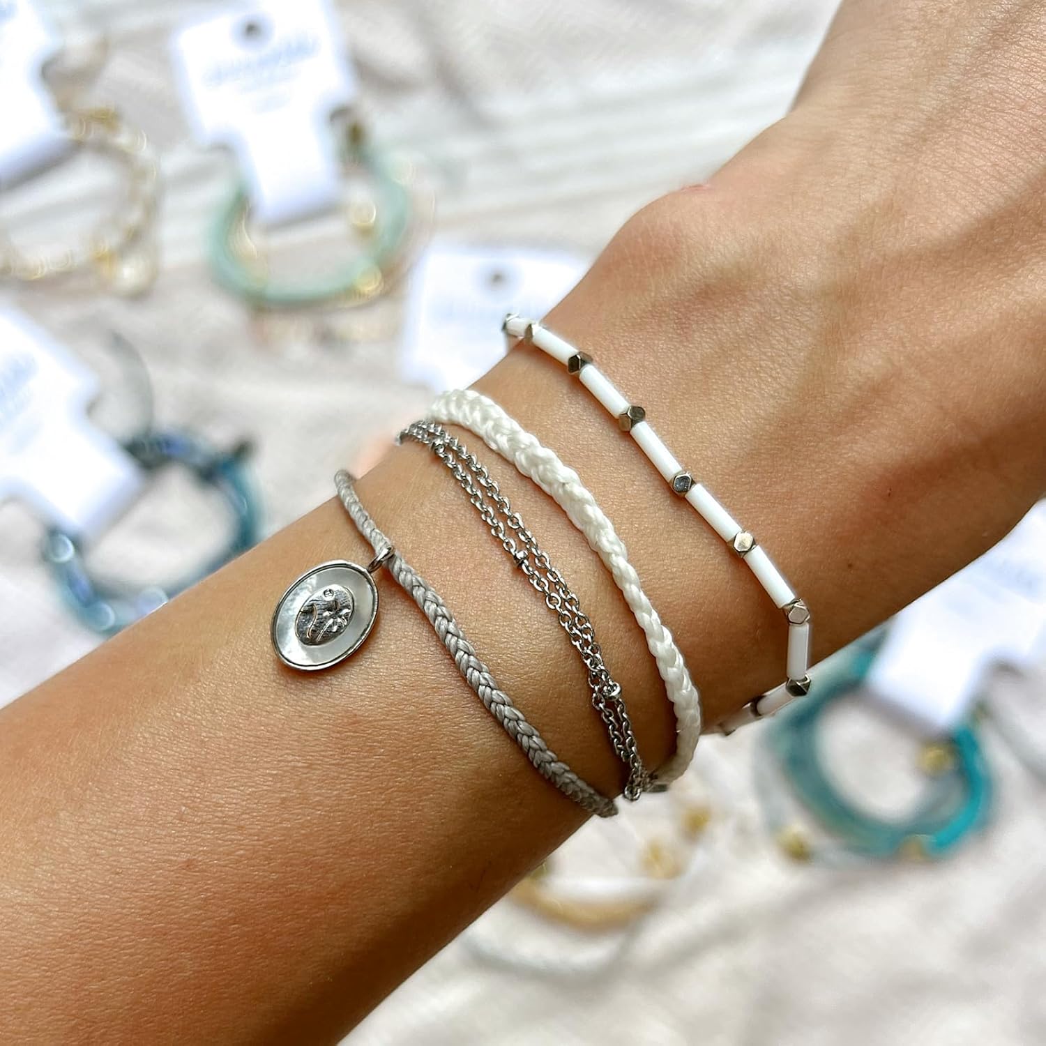 Pura Vida Bracelets Pack Silver Frost Style Pack - 3-Piece Boho Bracelet Stack - Image 5