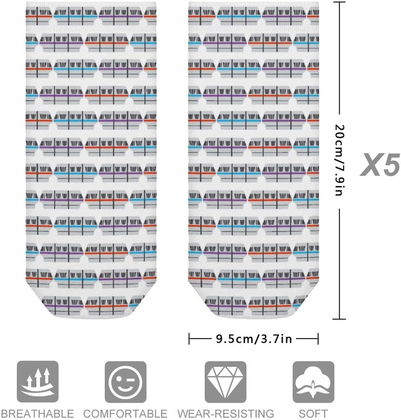 Monorail Train Ankle Socks for Men Women 5 Pairs