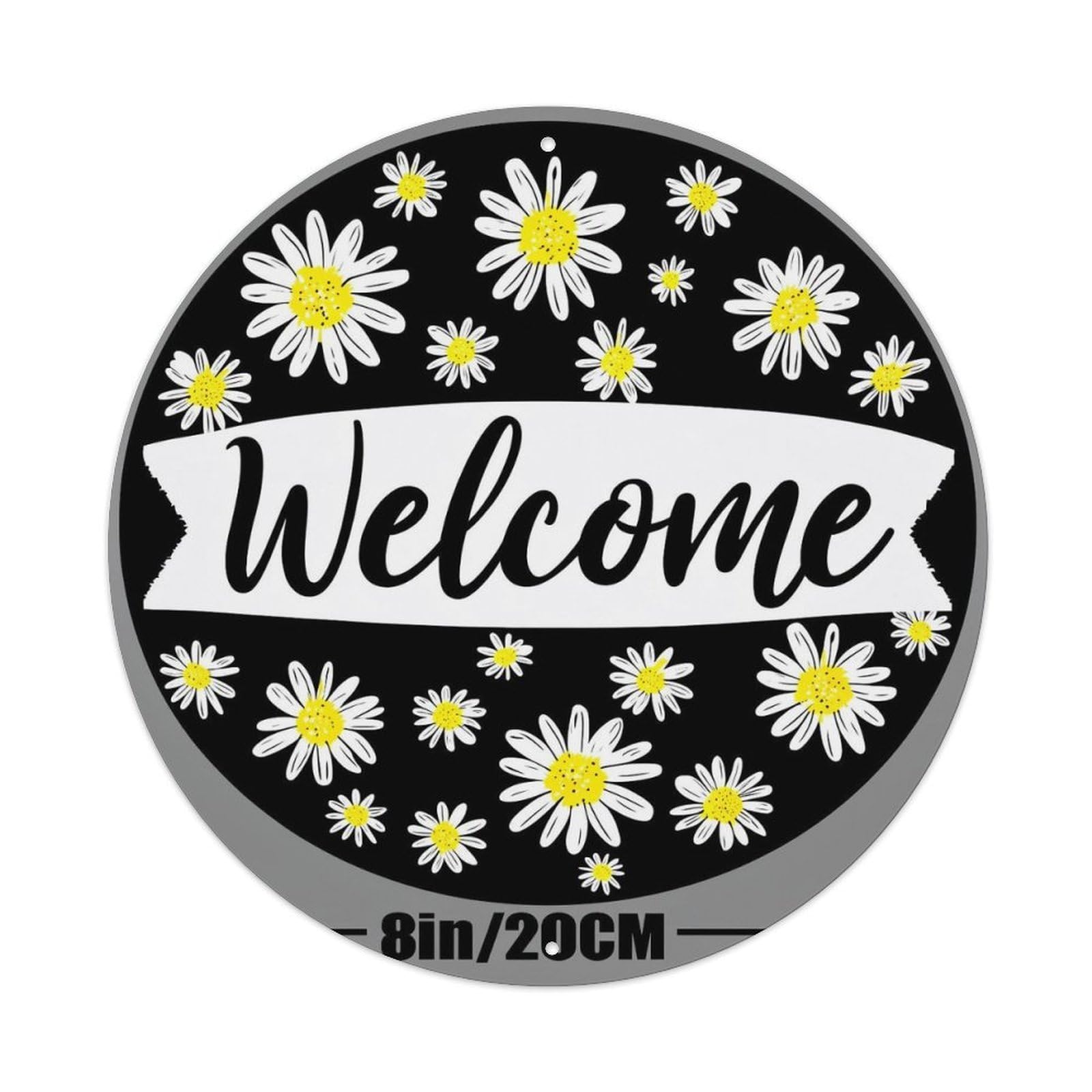 Jdyansheng Vintage Welcome Daisy Flower Pattern Print Tin Sign Metal Poster Metal Signs For Home Man Cave Bar Cafe Kitchen Laundry Room Wall Decorations 8X8 Inches