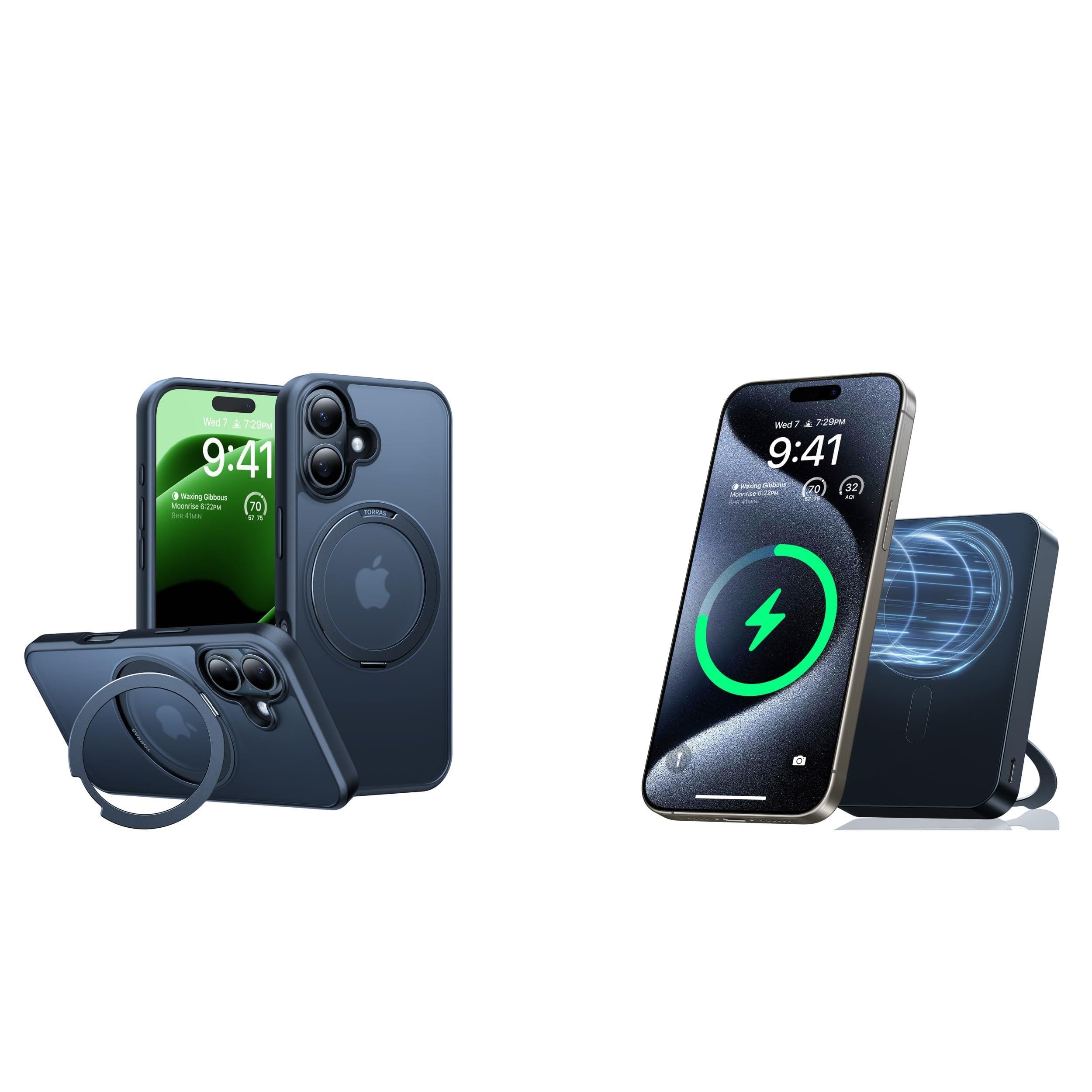 TORRAS Ostand 10,000mAh QI2 Magnetic Battery Pack with Stand & Magnetic Case — Buy Together to Save 15%