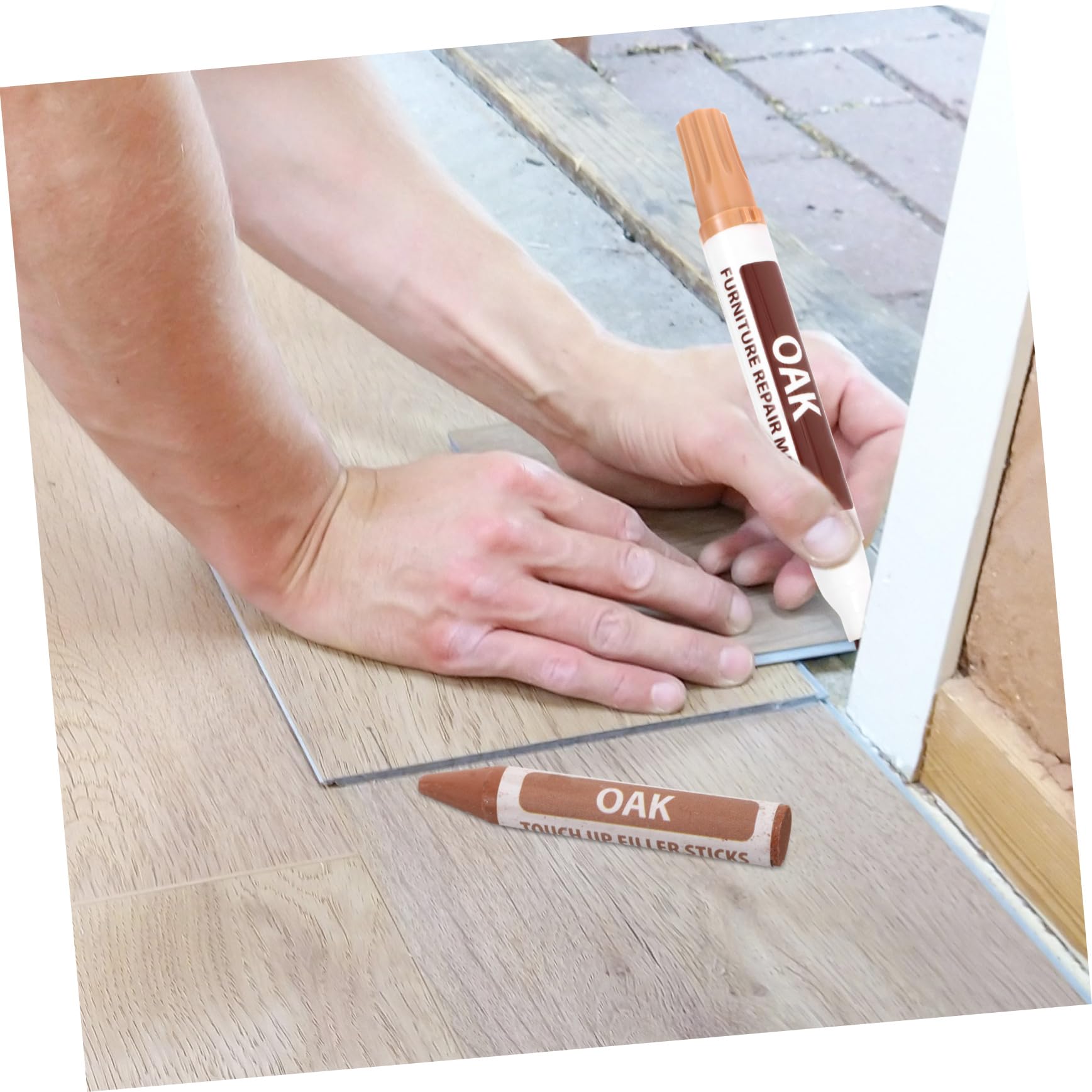 4 Sätze Möbelreparaturset mit Stiften und Wachsfarben Holzmarker für Möbel und Fußböden zur Ausbesserung von Kratzern und Beschädigungen Vielseitig Einsetzbar Holz