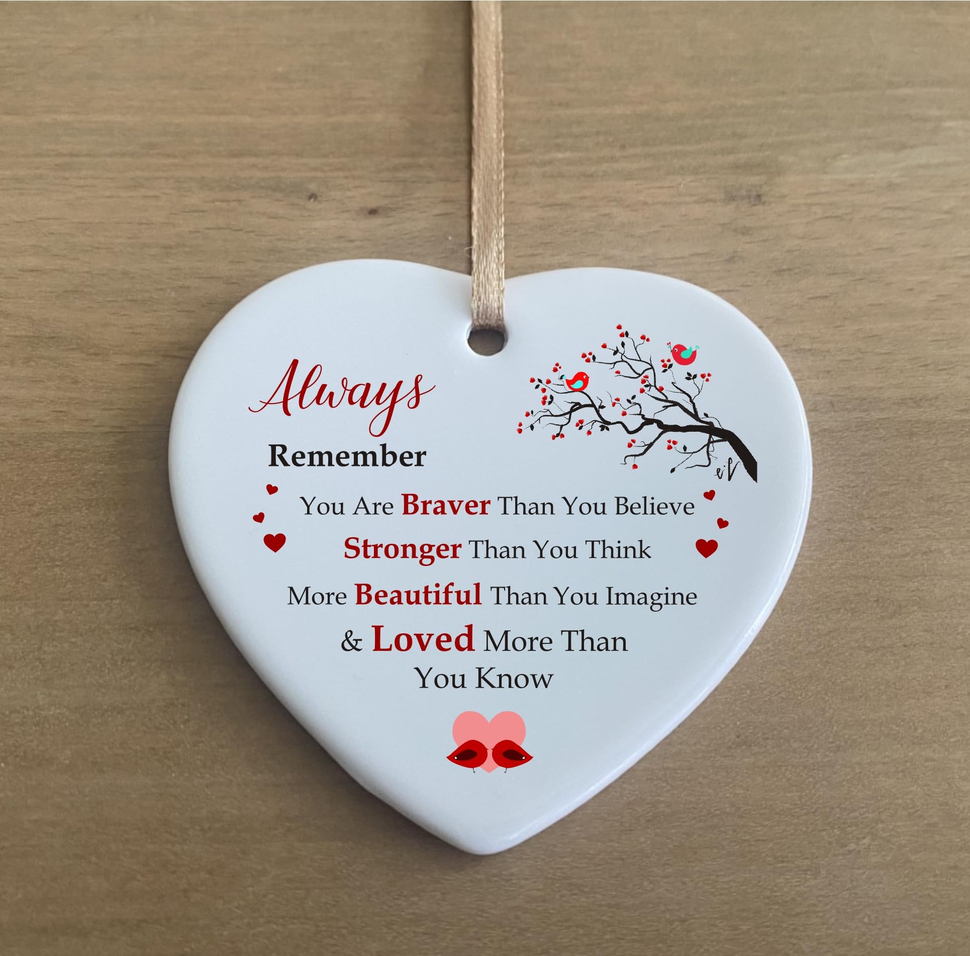 the sticker studio ltd Always Remember Braver Loved Quote Ceramic Heart Shape Plaque Gift Sign cr41
