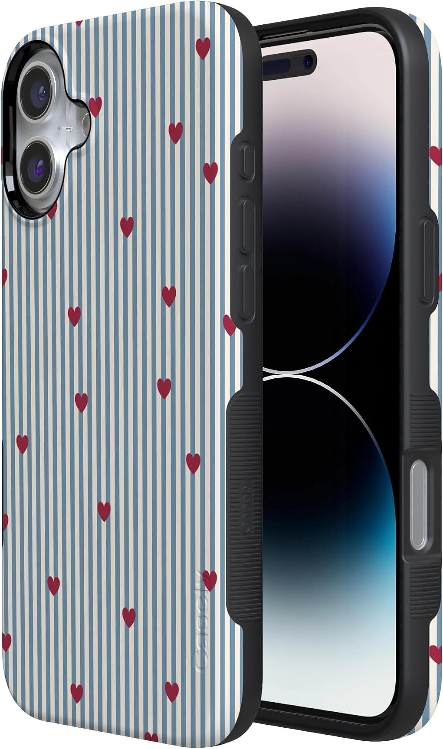 Casely iPhone 16 Plus Case | Love Lines | Blue Stripes | Bold Protective Design | MagSafe Compatible Design