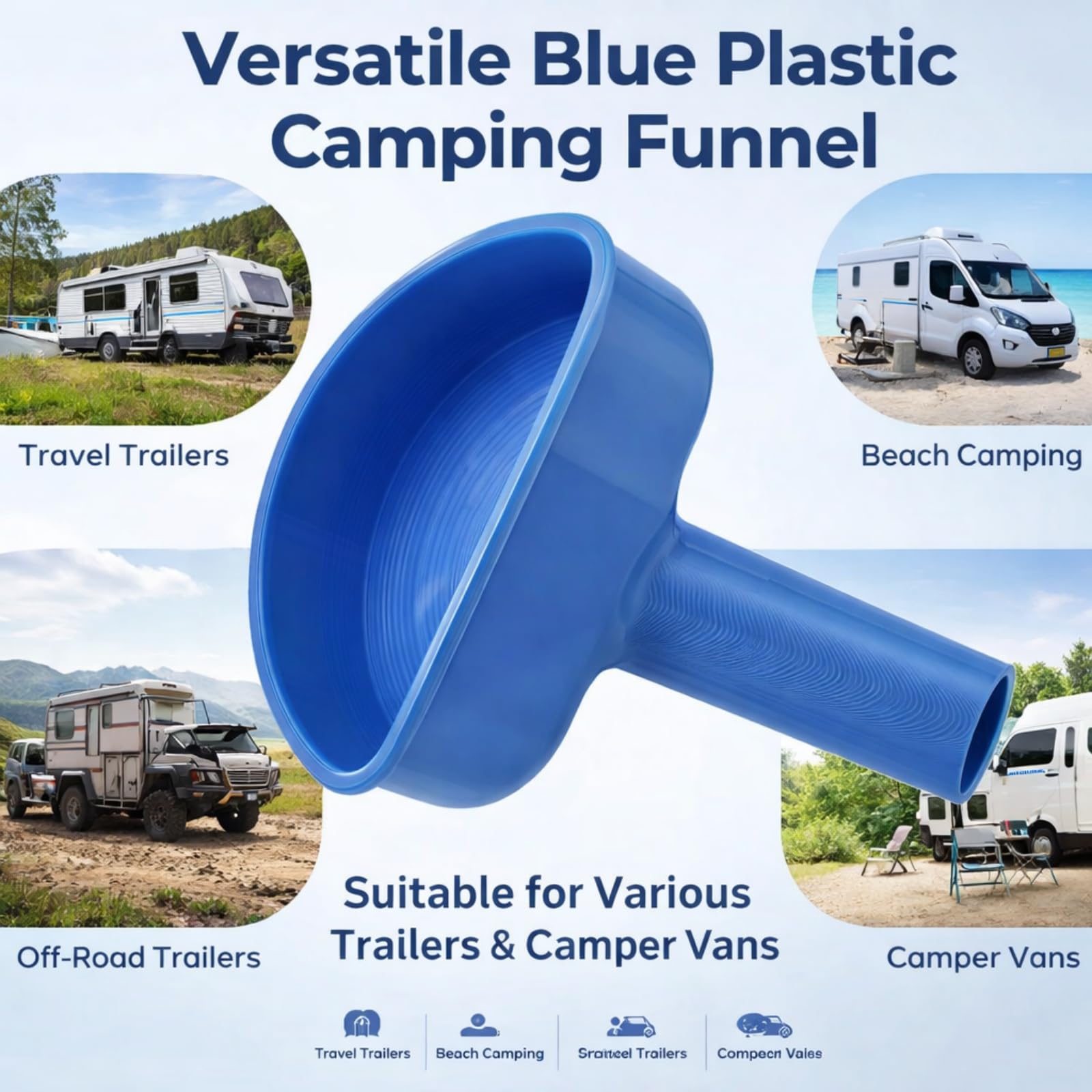 Funnel for Water Fill RV,Water Funnel,RV Wa/ter Tank Fu/nnel,R-V Wa/ter Filling Inlet Fu/nnel,3D Printed Anti-Spill Wide Mouth,for Van Trailer Motorhome Driving Camping Outdoor Travel Road Trip Picnic — view 5