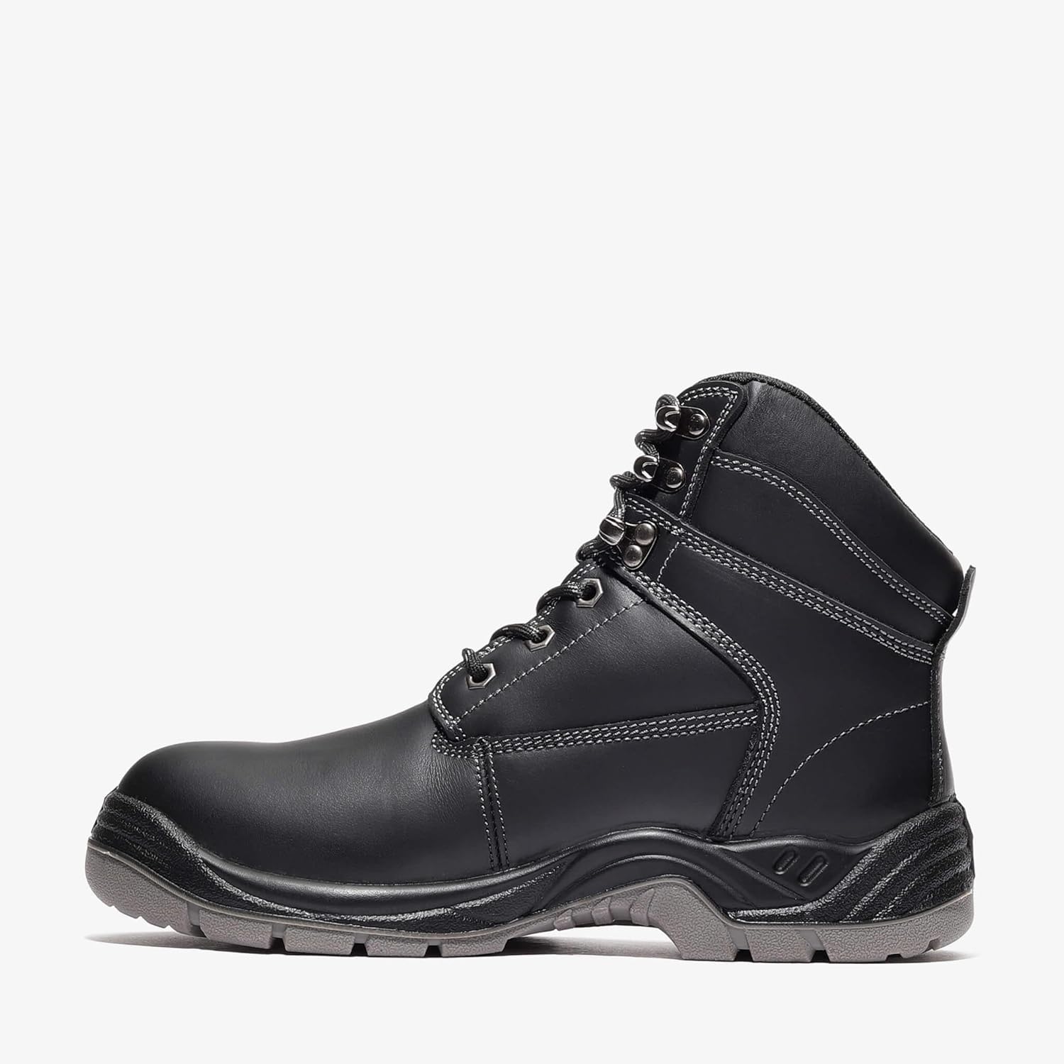 Men’s Premium Leather Titan PRO 7" Waterproof Steel Toe Men’s Work Boots – Black Lace-Up | Premium Full-Grain Leather ASTM F2413-18 Construction Boot | PU/TPU Oil Abrasion Resistant Outsole Lightweight, Puncture Resistant, All-Weather Comfort - Image 3