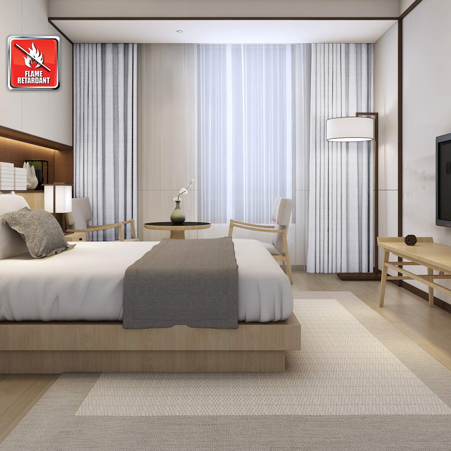 Tende oscuranti isolate termicamente con occhielli in bronzo, per ufficio, hotel, casa, ospedale, grigiastro, 132 x 213 cm, efficienti dal punto di vista energetico e riduzione del rumore
