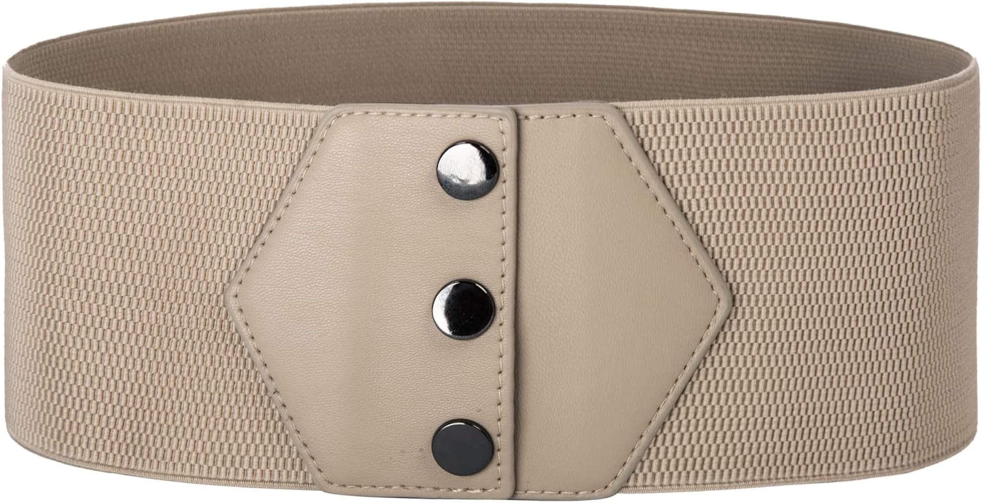 Women's Vintage Cinch Belt - Wide Elastic Waistband With Snap (Brown)