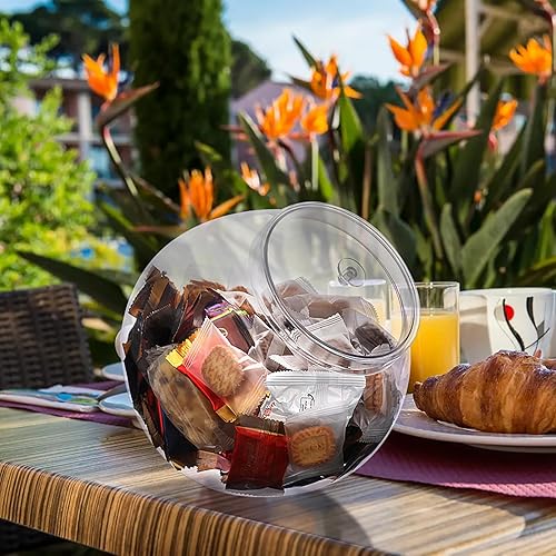 Miniatura 9 de ELLDOO Tarro de almacenamiento de plástico transparente inclinado con tapa, contenedor de cápsulas de lavandería de boca ancha de 80 onzas, soporte