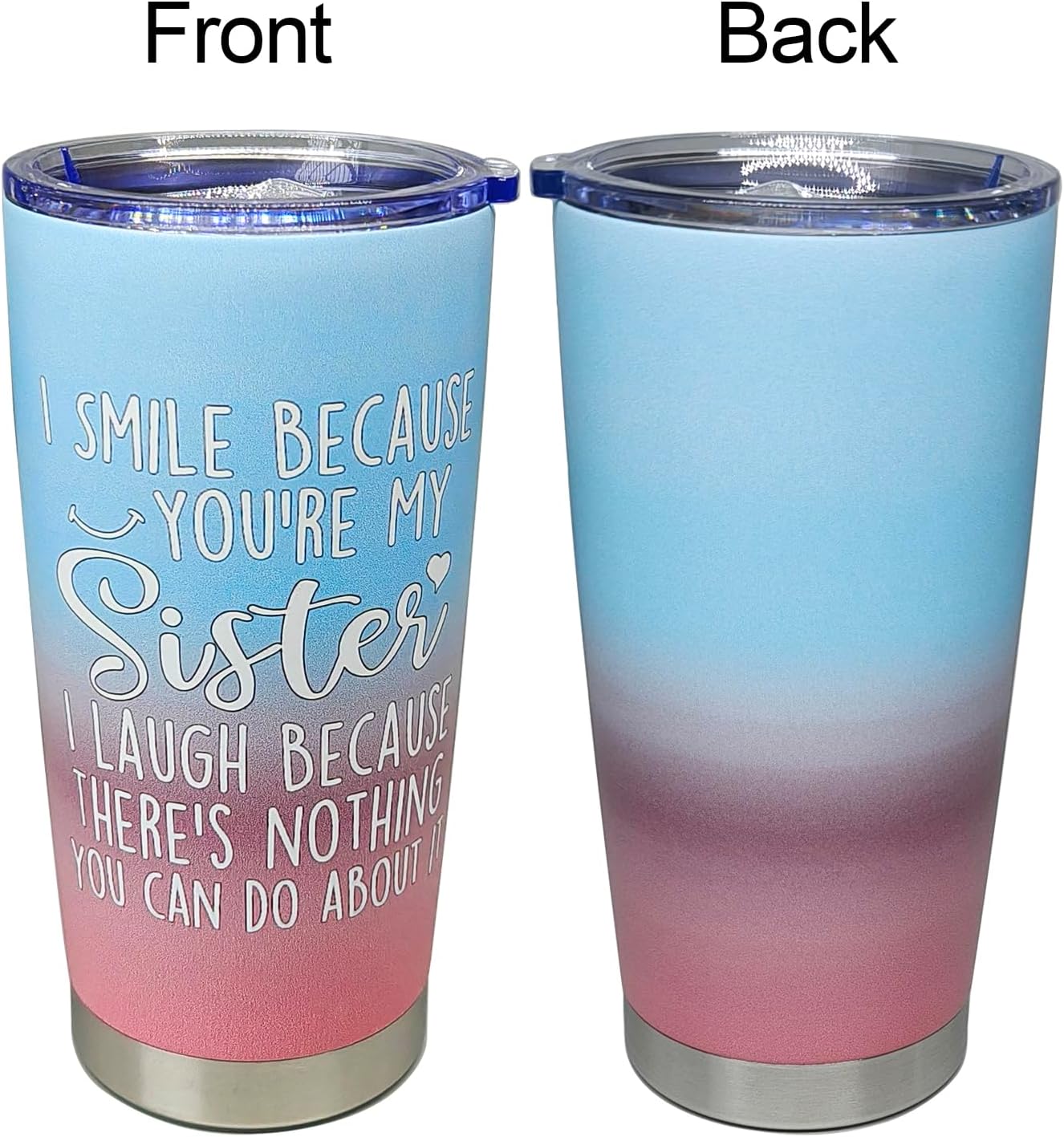 Funny Sister Tumbler with Lid and Straw, Insulated Travel Mug Gifts for Sister - 20 oz BLACK - Image 2