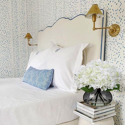 Miniatura 5 de Hollyone Flores artificiales de hortensias con jarrón, arreglos de flores artificiales de seda blanca en jarrón de vidrio con agua sintética ramo