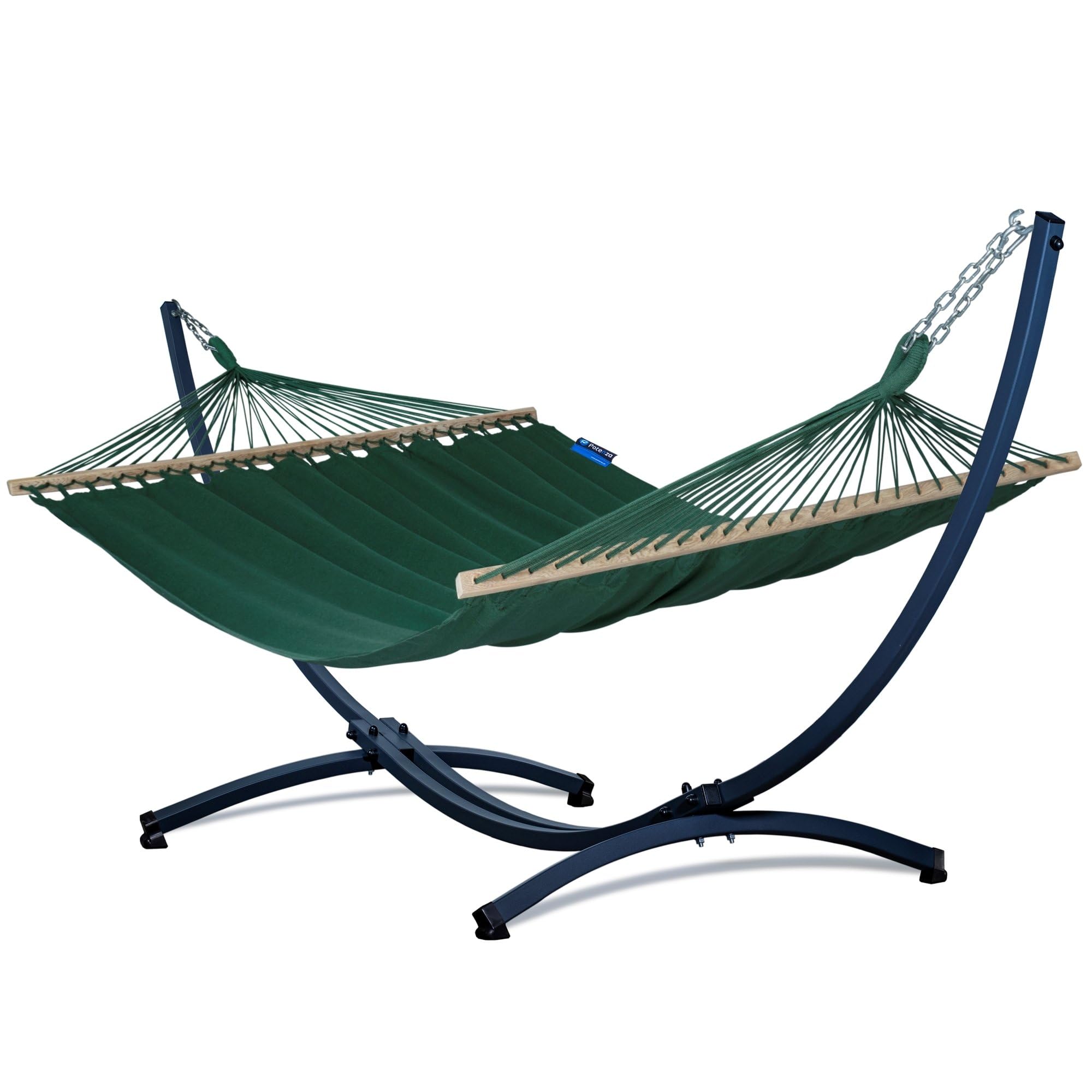 Potenza Hamaca de exterior con estructura para 2 personas, 100% algodón, doble hamaca XXL 215 x 160 cm, 200 kg, estructura de hamaca 220 kg, resistente a la intemperie (estructura básica de grafito,