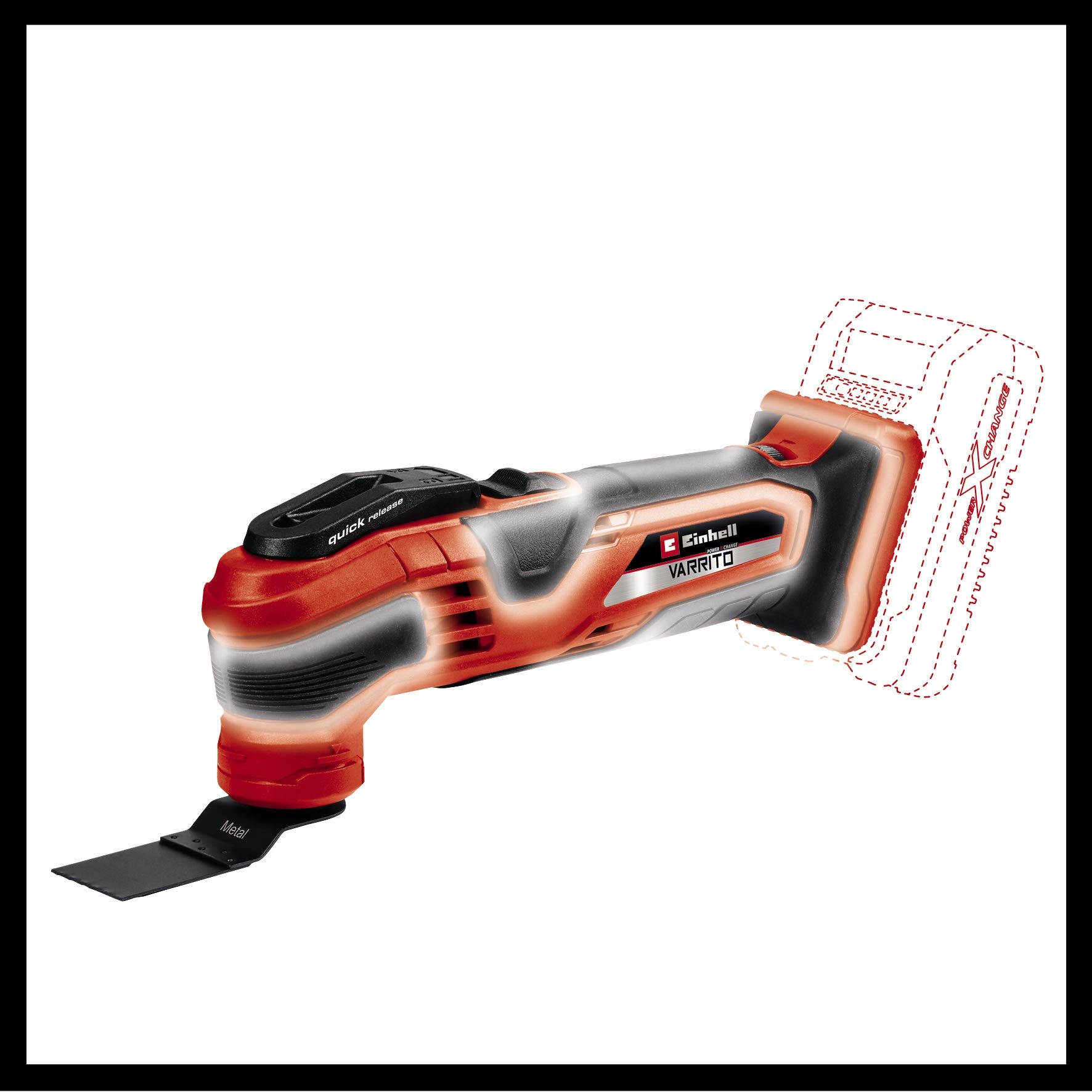Einhell VARRITO Herramienta Sin Cable Multifunción, 18 V, set de 14 piezas, adherencia suave y velocidad ajustable + Kit para principiantes con Batería 2,5 Ah duración + Cargador Power X-Change