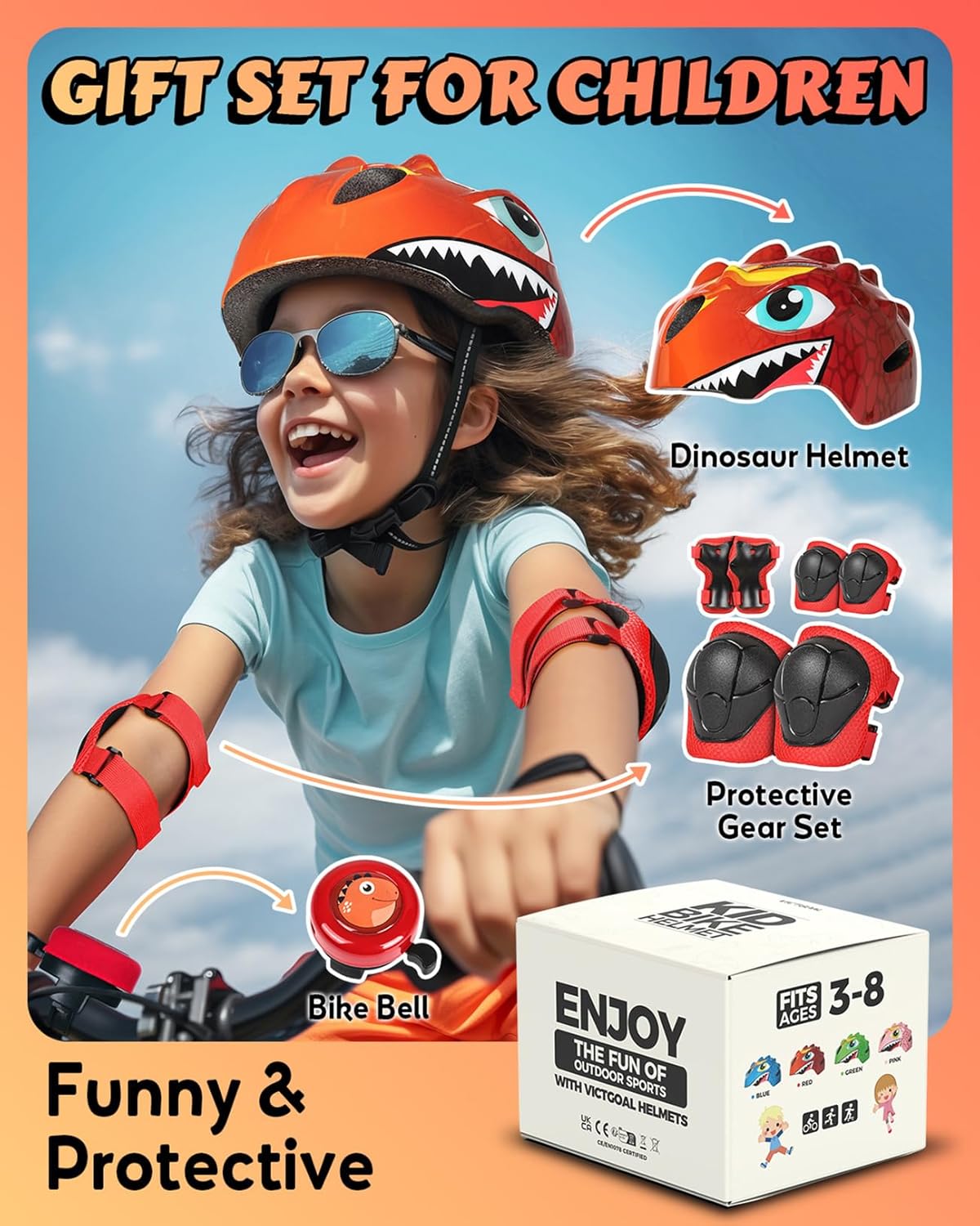 VICTGOAL Toddler Kids Bike Helmet Lightweight 3D Children Bicycle Helmet for Boys and Girls Age 3-8 for Multi-Sport Scooter Cycling Skating