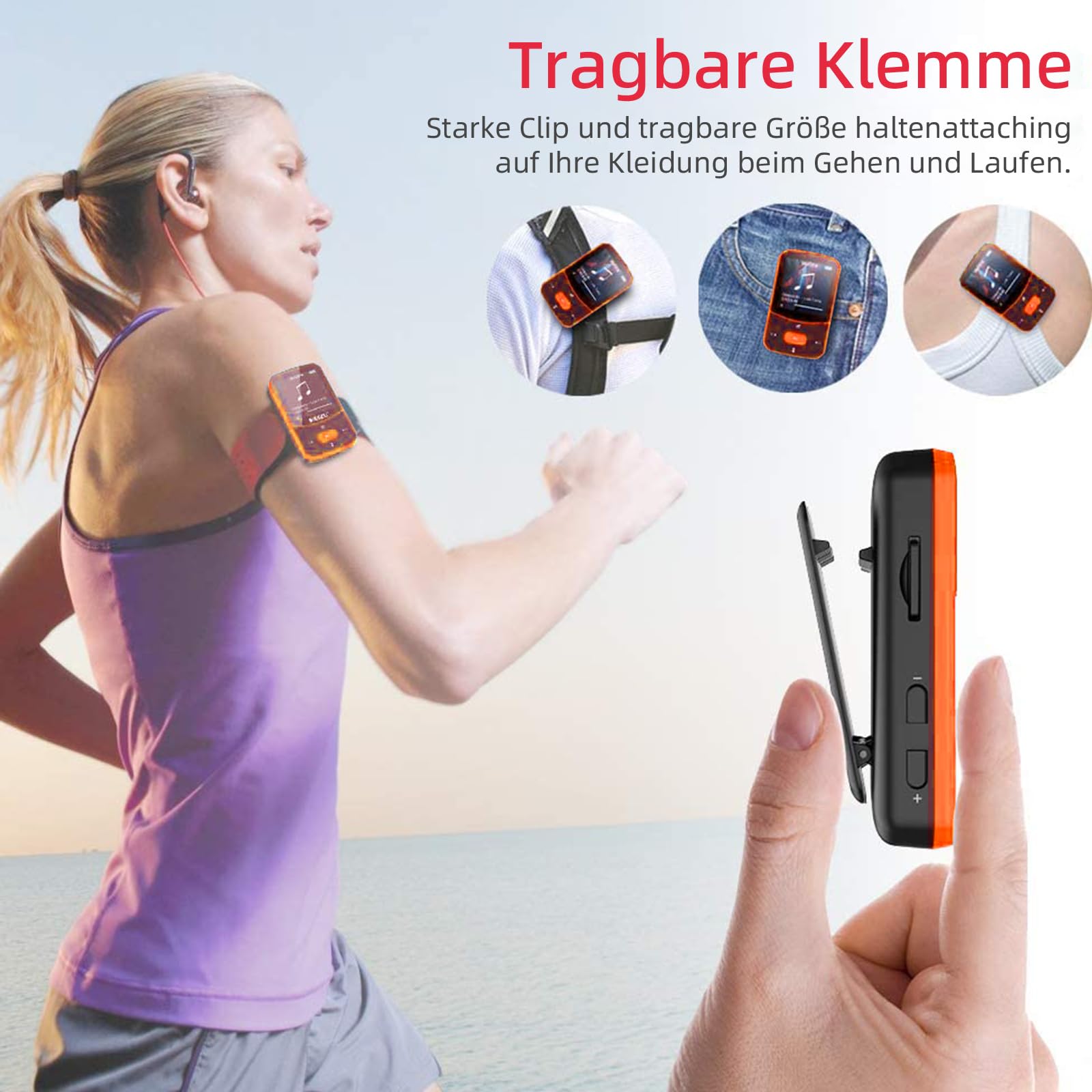 Enregistreur Vocal Numérique Lecteur MP3 Bluetooth 5.0 - Écran LCD 1.77 Pouces | HiFi, Radio FM, 128Go Extensible Autonomie 30h Sport