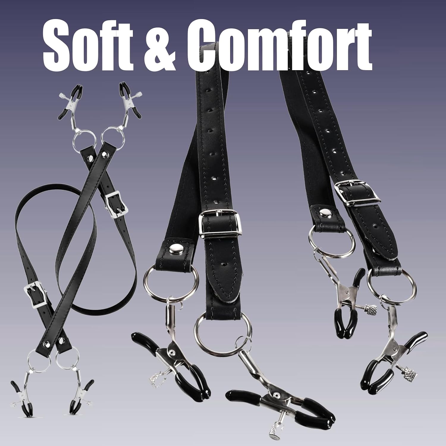 Vaginal Clamps & Nipple Clamps Kit BDSM Toys, Clit Clamp Vaginal Spreader Stretcher Straps for Couples Adjustable Pussy Spreader Bondage Restraint Harness Clitorist Clamp Bondage Accessory Sex Toys