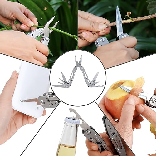 Miniatura 6 de Pala de supervivencia plegable con alicates 14 en 1, herramientas de camping multifuncionales para senderismo, todoterreno, camping, jardinería,