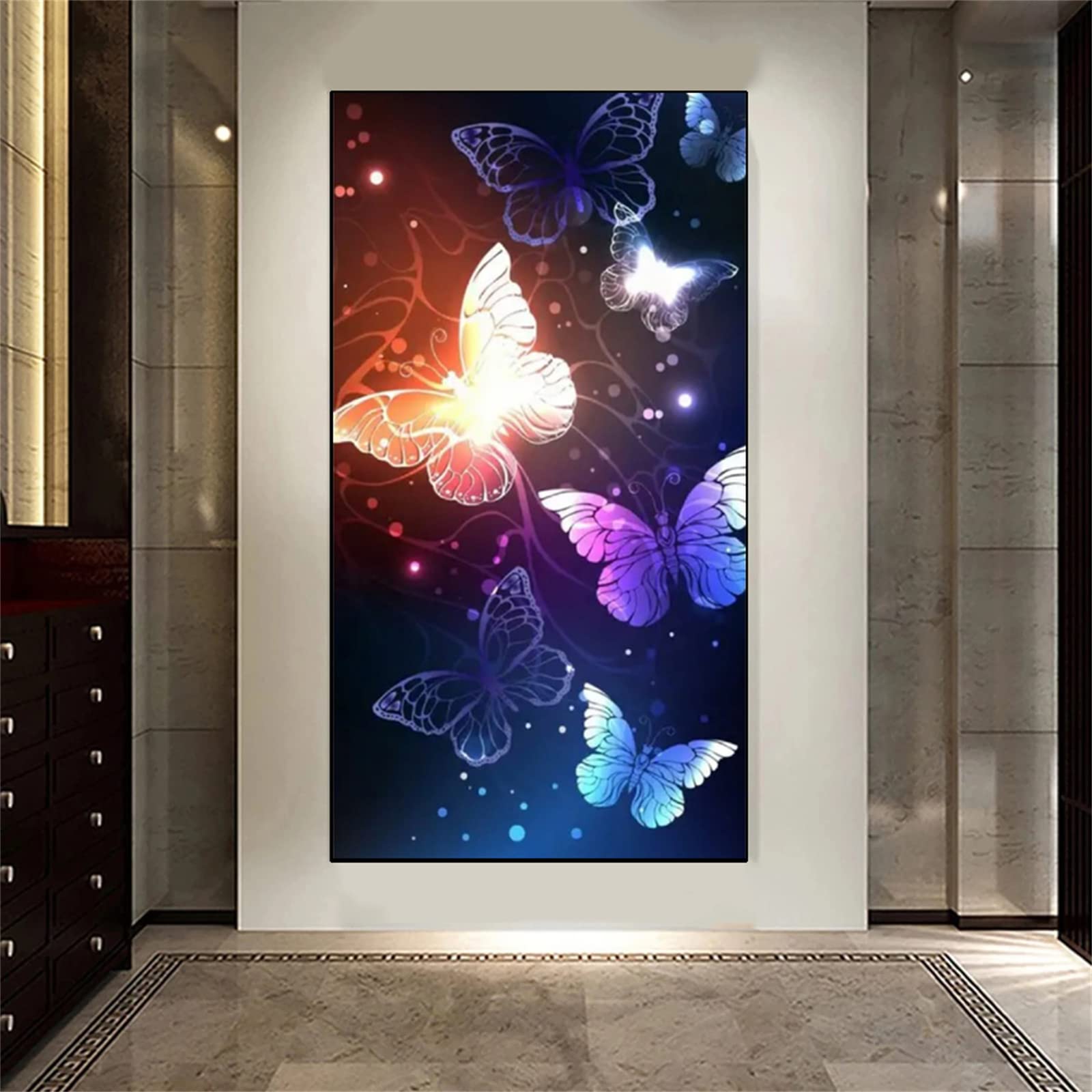 DIY zestawy do malowania diamentami 5D, pełne wiertło diamentowy obraz dla dorosłych i dzieci, kryształ górski haftowanie obrazy do dekoracji ścian domu - 60 x 120 cm / 24 x 47 cali (motyl)