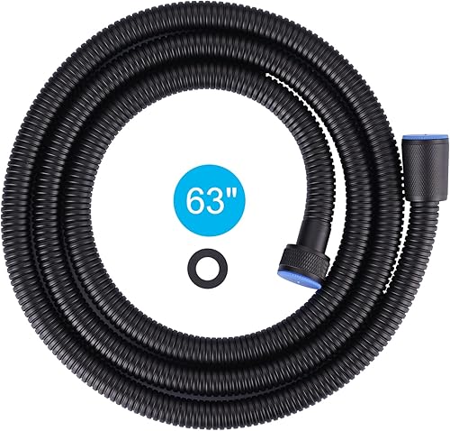 Aleasha Manguera de ducha con acabado negro mate, 63 pulgadas SUS 304 de acero inoxidable extra largo, manguera de cabezal de ducha de mano de