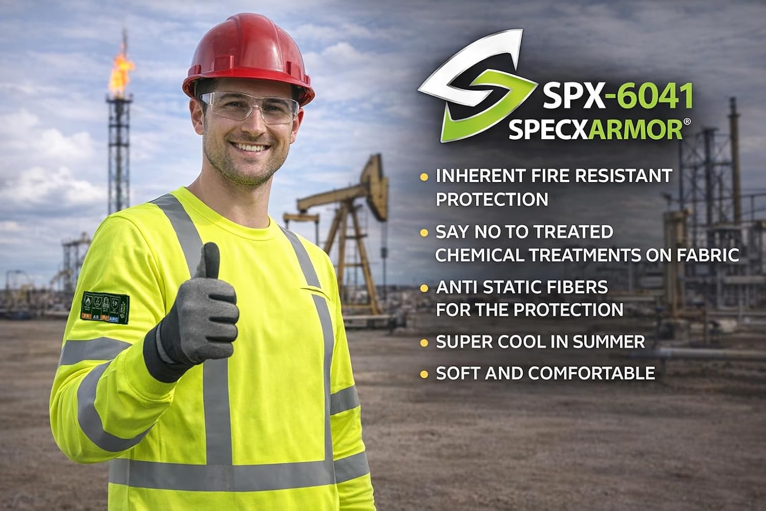 Lightweight FR t shirts for Men / 6 oz High Vis Reflective Fire Resistant & Anti Static Work Shirt for Safety