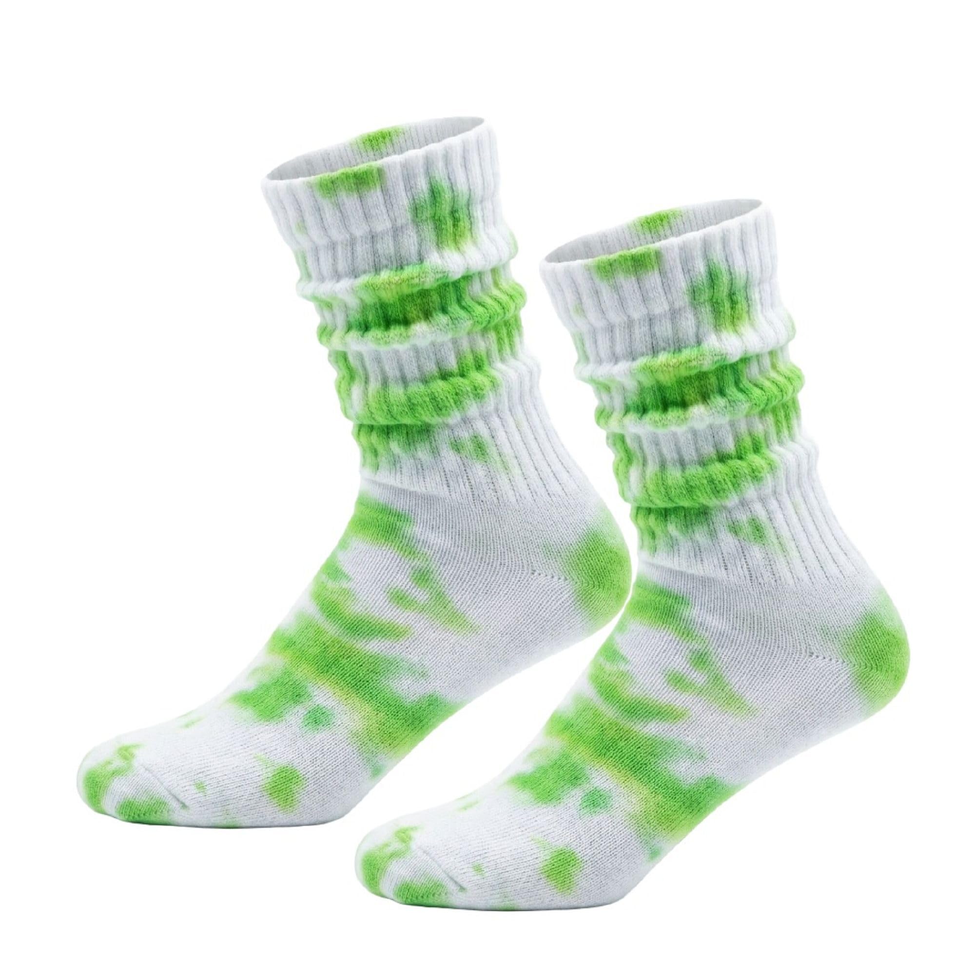 COUVER Women Cotton Scrunched Slouch Socks | 90% cotton 5% polyester 5% elastic, scrunched slouch socks, adjustable crew to knee high, retro dance, size 6 to 11