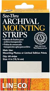 Lineco See Thru Mount Strips 1.25 in x 4 in, 60 Count