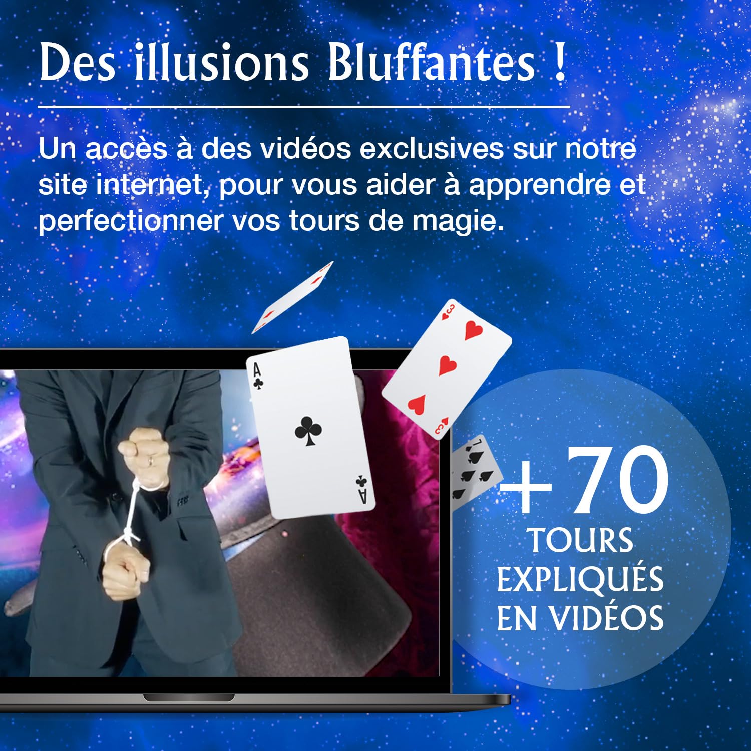 LUGY Magic Secrets - Coffret de Magie (kit Complet) - Niveau débutant/intermédiaire pour Enfants à partir de 7 Ans - Boîte de Tours de Magie + Carte - 70 Tours + tutoriels vidéos