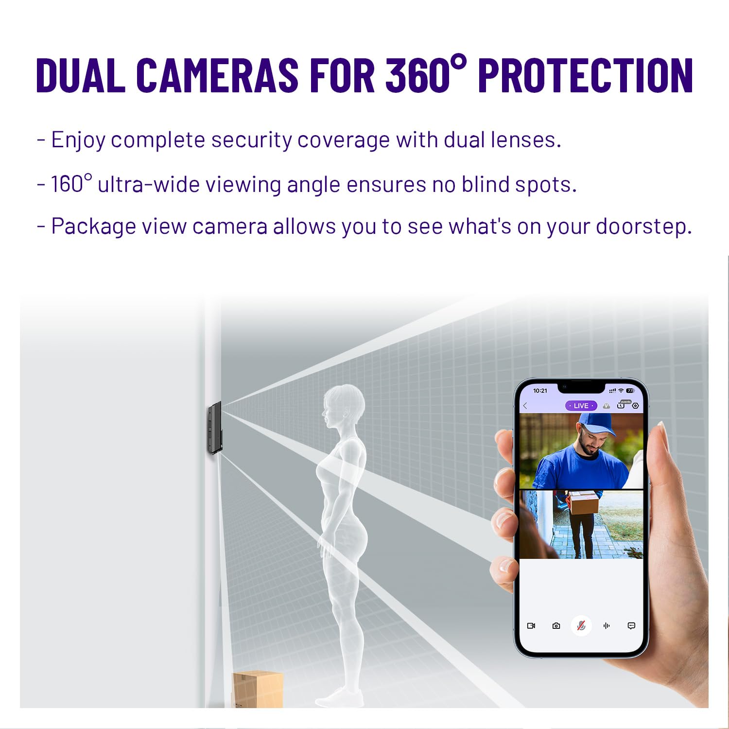 Campanello video wireless con set di blocco intelligente - incl. campanello, doppia fotocamera, 5MP 3K QHD, schermo 2 '' e 32 GB eMMC, rilevamento del movimento e allarme in tempo reale, audio a 2 vie