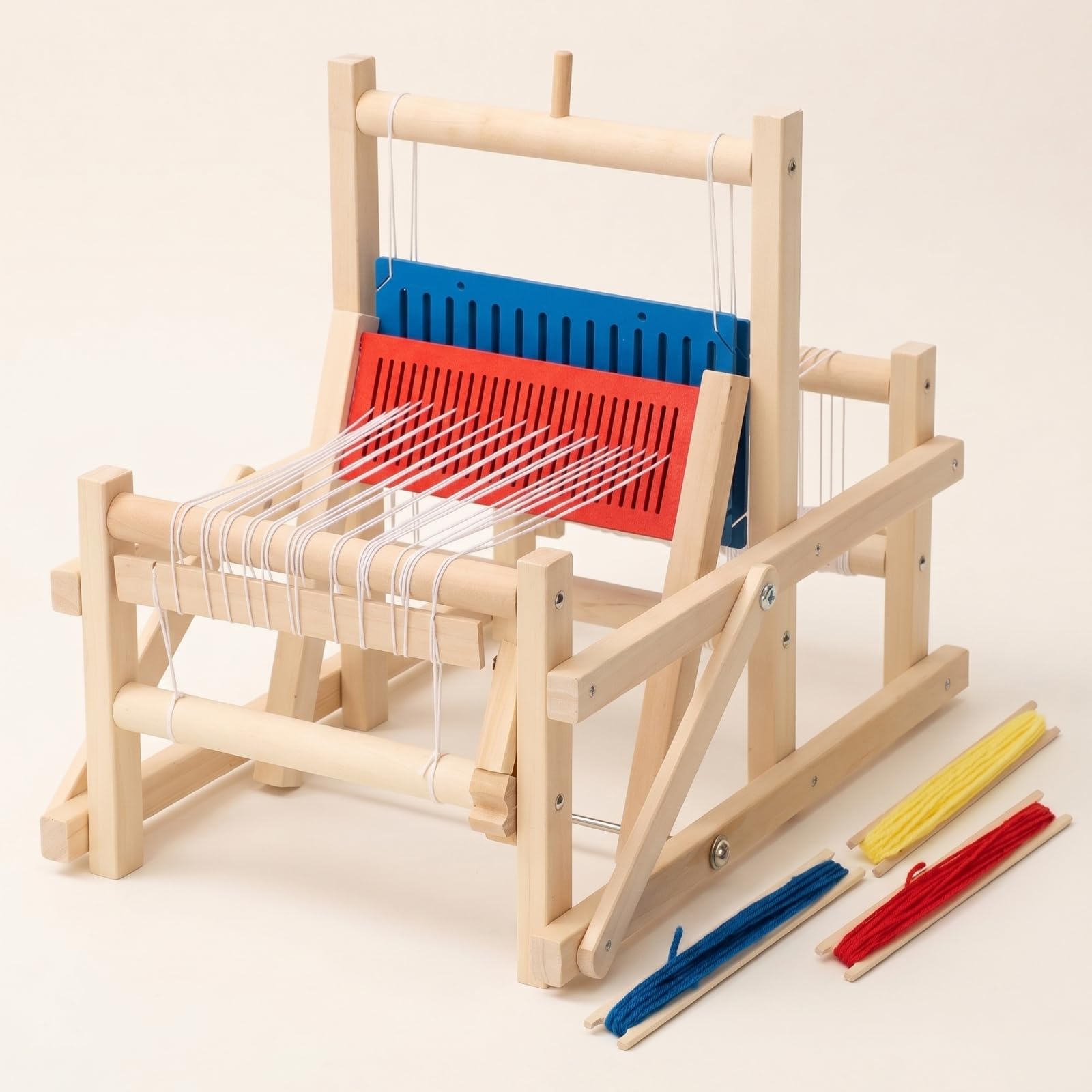 KiBcsLic Gioco Creativo Telaio in Legno Kit Artigianale Fili Variopinti Sviluppa la Motricità Fine per Bambini