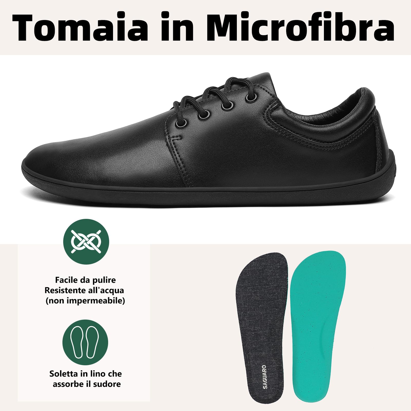 SAGUARO Scarpe Barefoot Uomo Scarpe Minimaliste Casual - con Wide Toe Box, Noble II, Gr.36-48