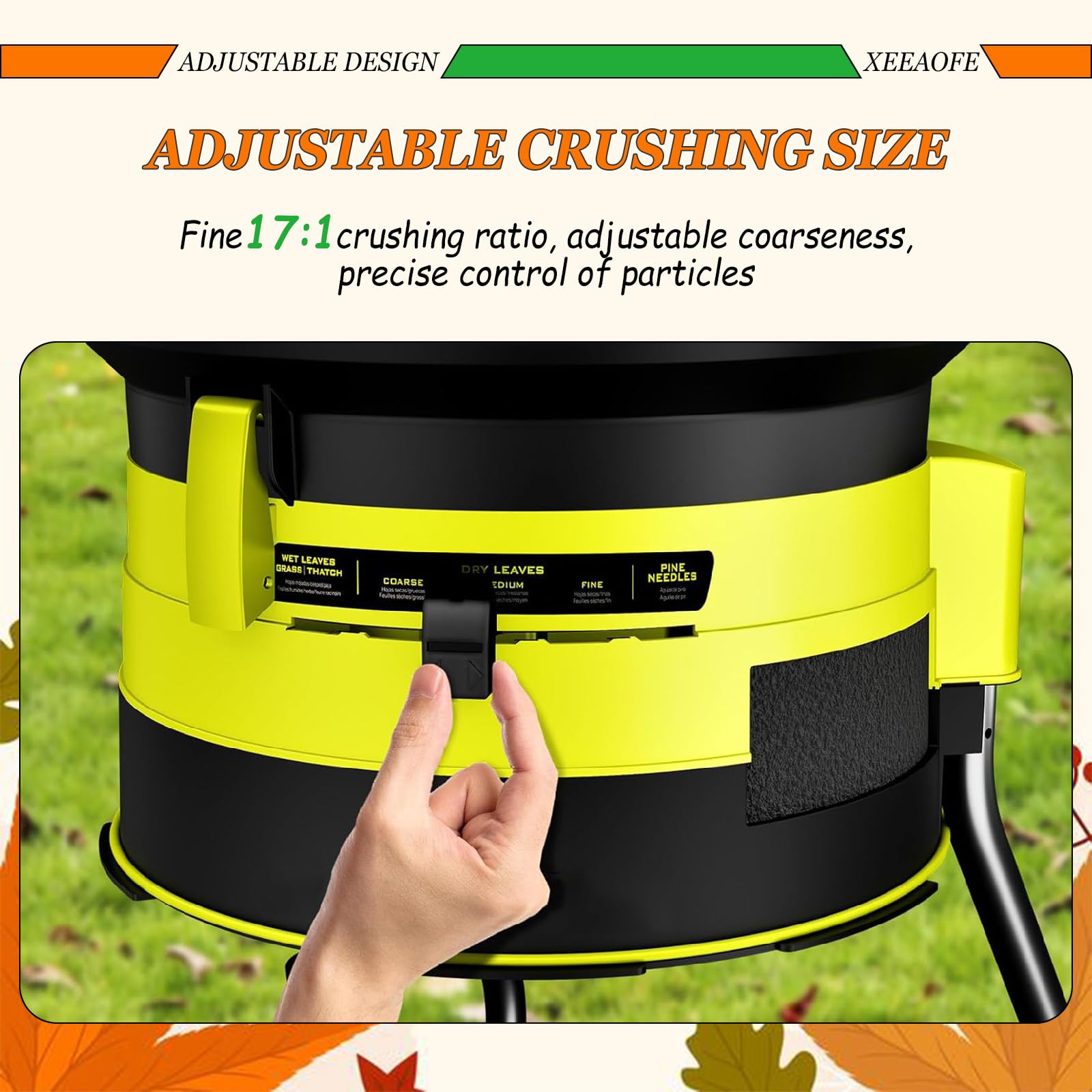 Trituradora eléctrica de 2500 W para limpieza de hojas de jardín, 8000 rpm con ruedas y bolsa de almacenamiento, trituradora de desechos de patio resistente