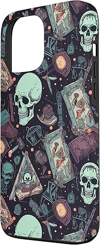Miniatura 2 de iPhone 13 Pro Max Eerie Tarot Tarjetas y Cristales Patrón Scary Cute Halloween Case