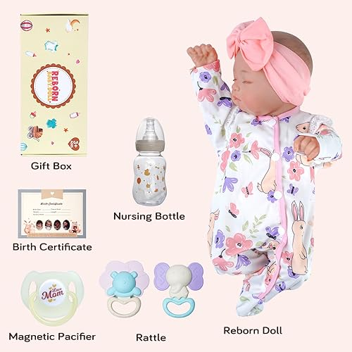 Miniatura 6 de BABESIDE Reborn Baby Dolls Girl Muñeca de bebé de vinilo suave hecha a mano realista de 17 pulgadas, muñeca de bebé de la vida real con accesorios,