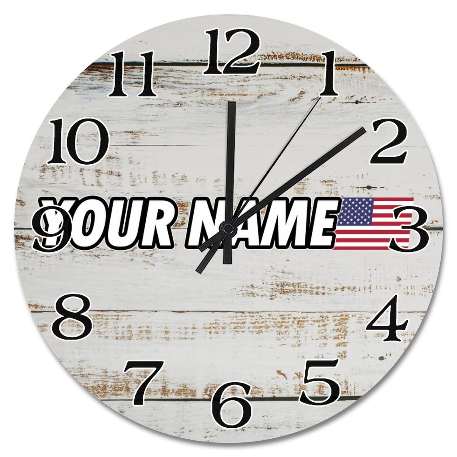 Horloge ronde drapeau Amérique 25,4 cm pour décoration murale de salon
