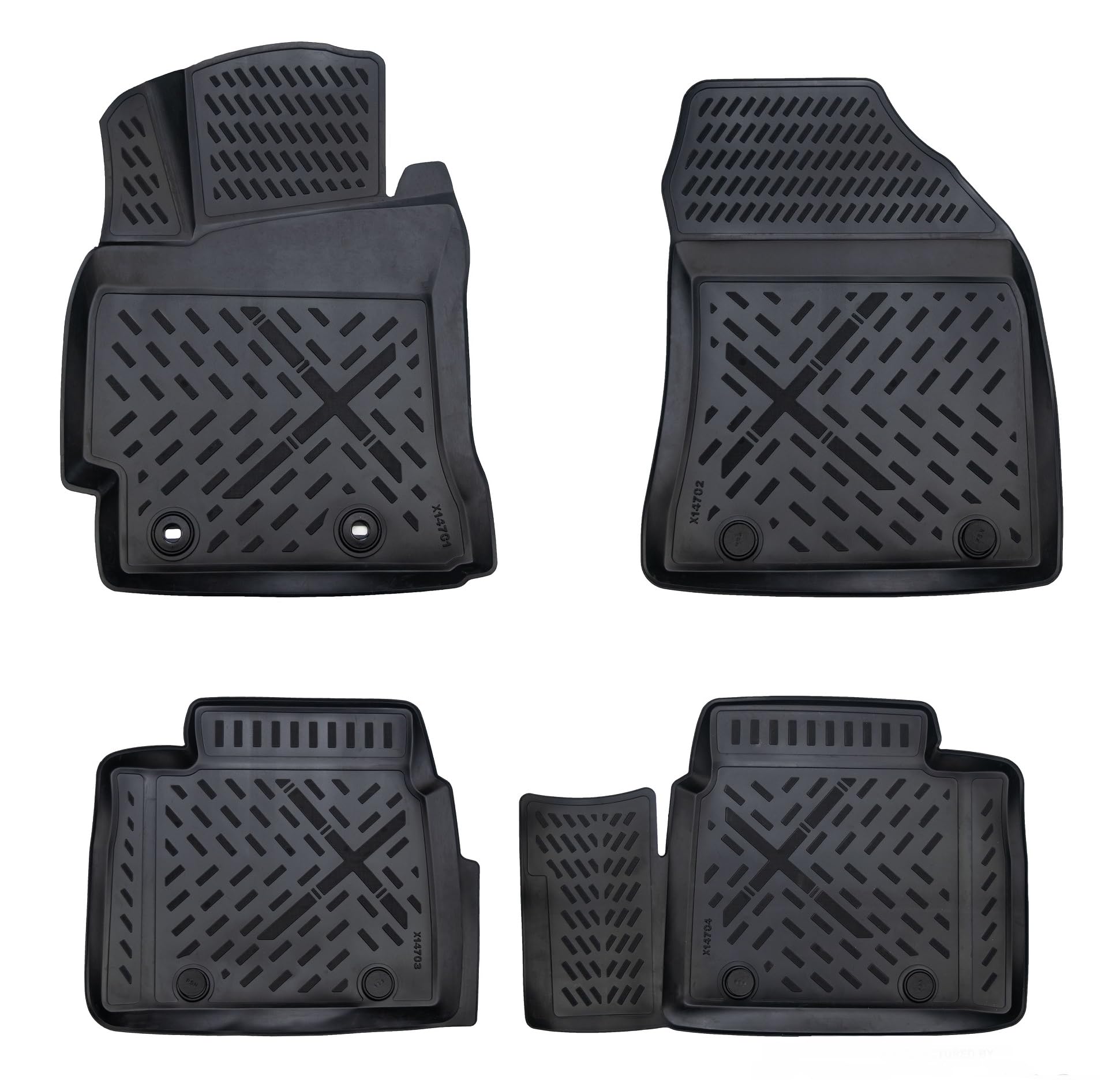 Fits 2014-2019 Toyota Corolla Floor Mats Front & 2nd Row Seat Liner Set 3D Custom Fit All-Weather Full Set Liners (Black)