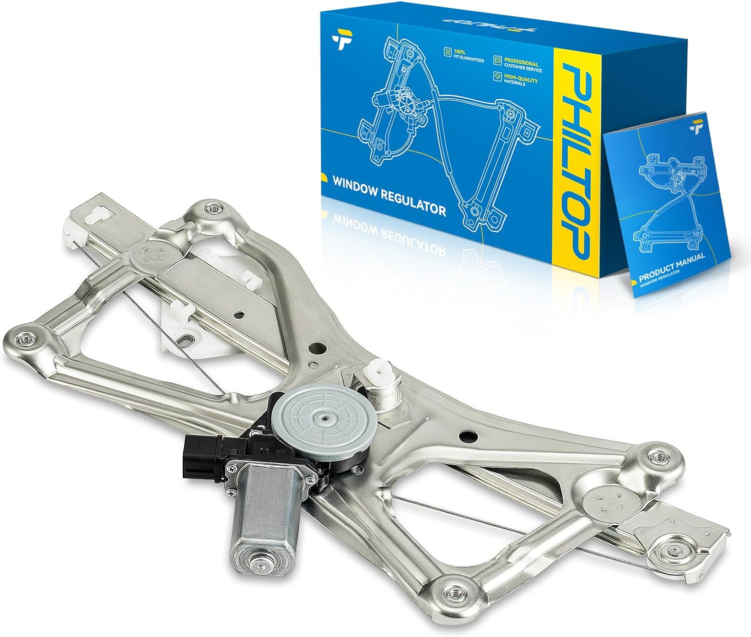 PHILTOP 748-476 Front Left Driver Side Power Window Regulator with Motor Compatible with Honda Civic 2006-2011