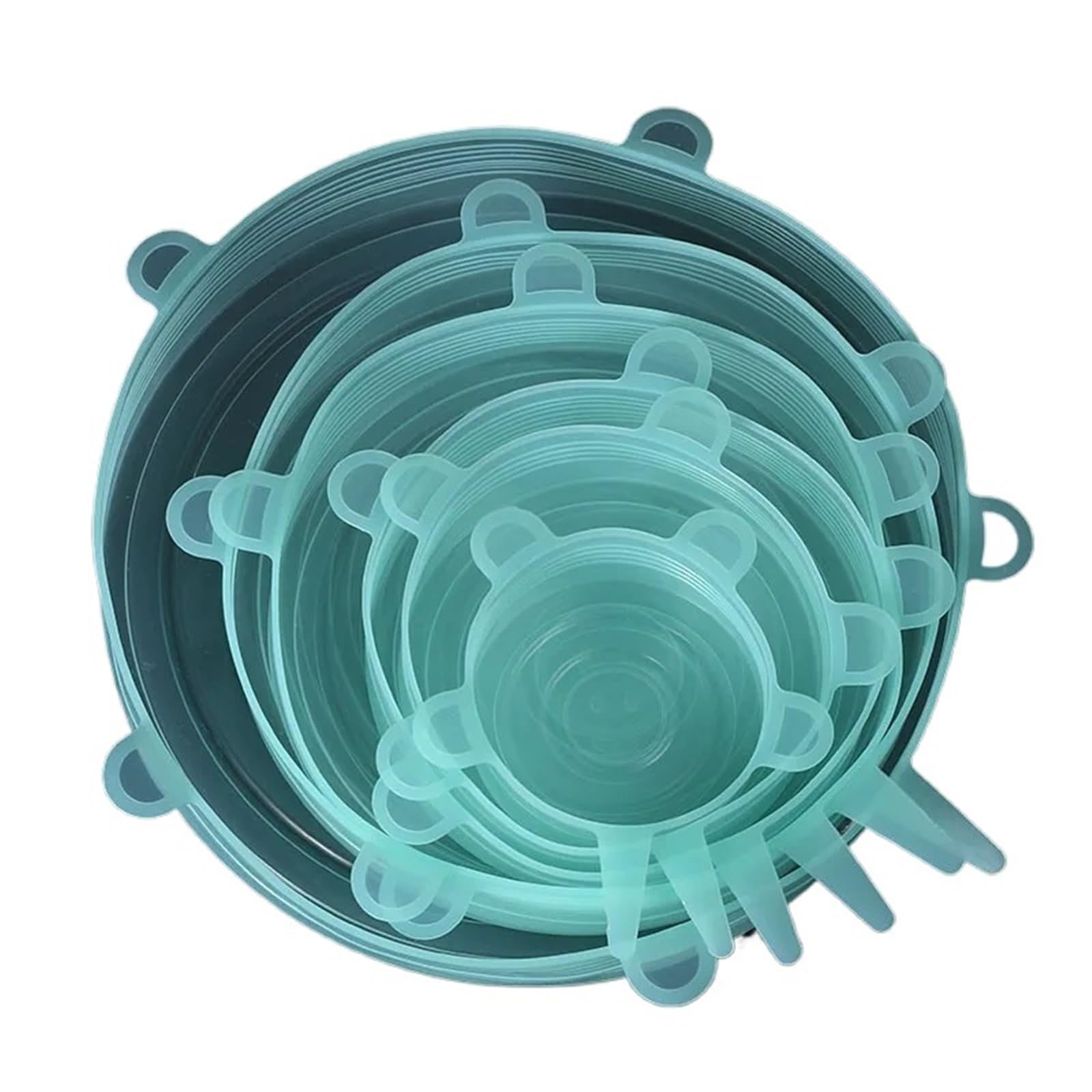 3Sets Reusable Silicone Cover Stretch Lids Airtight Food Wrap Covers Keeping Fresh Seal Bowl Stretchy Kitchen Cookware for Bowls Jars(Green)