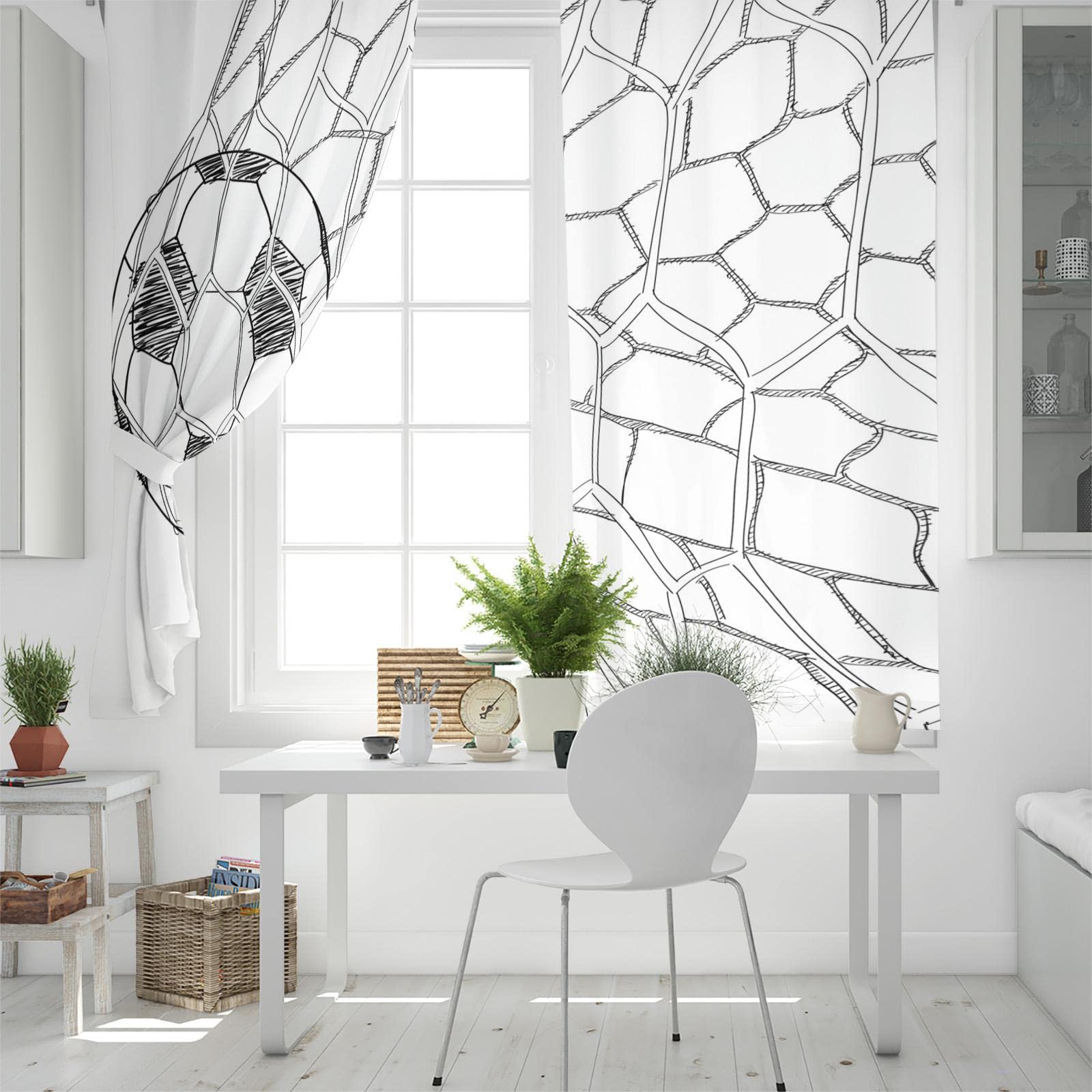 Tende Oscuranti Per Interni Bianco E Nero 300X270Cm 2 Pezzi Termica Isolante Tenda Della Finestra Con Occhielli