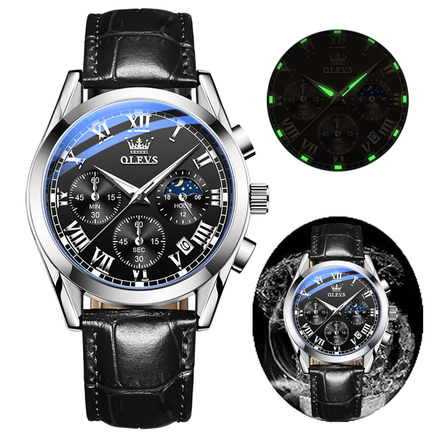 OLEVSMen's Casual Fashion Waterproof Gold Stainless Steel Band Quartz Gold Watches Gifts for Men