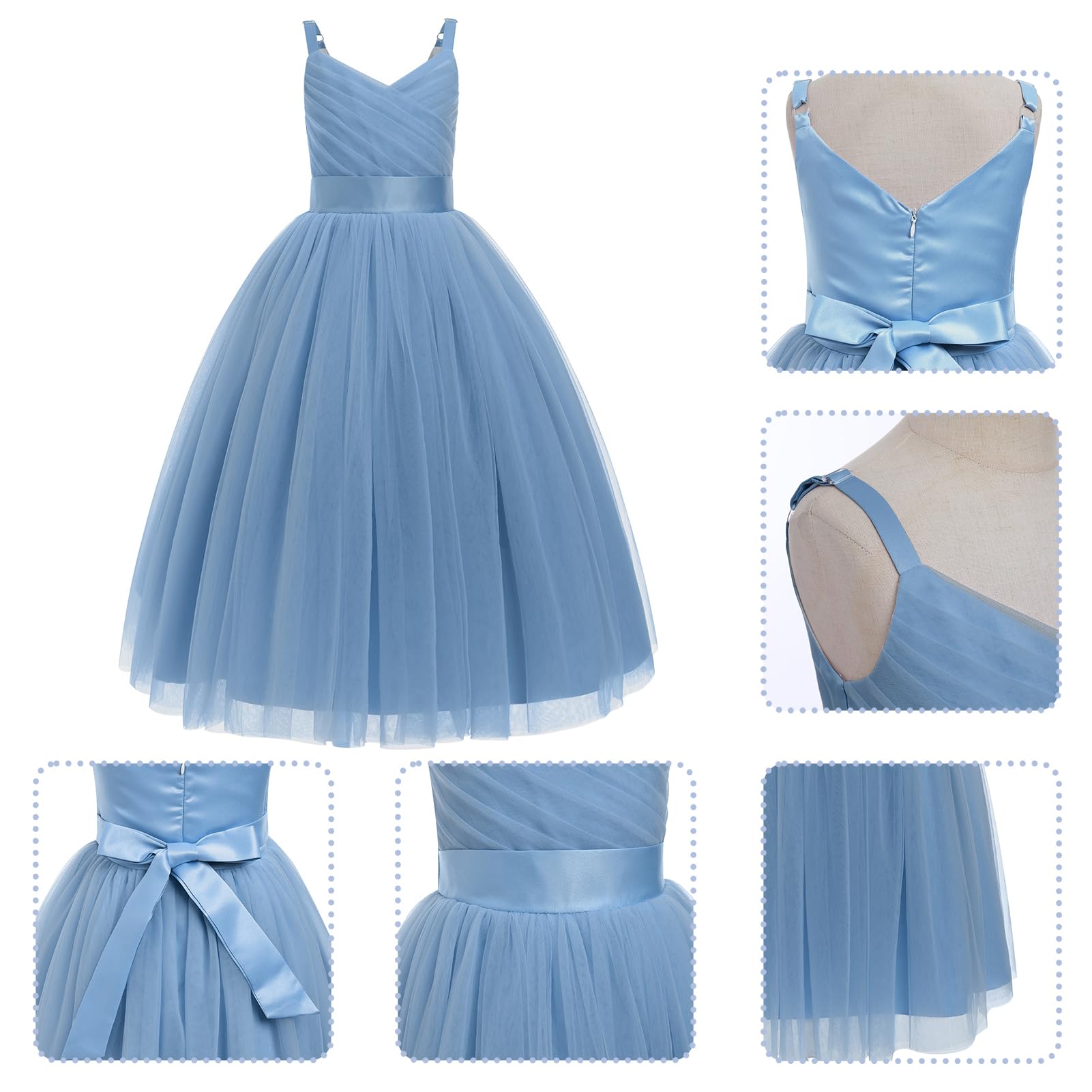 IBTOM CASTLE Blumenmädchen-Tutu-Kleid für Kinder, bestickt, Hochzeit, Festzug, Brautjungfernkleid, Mädchen, Pirncess, Abschlussball, Geburtstag, Party, Tanz, Erstkommunion, Ballkleid
