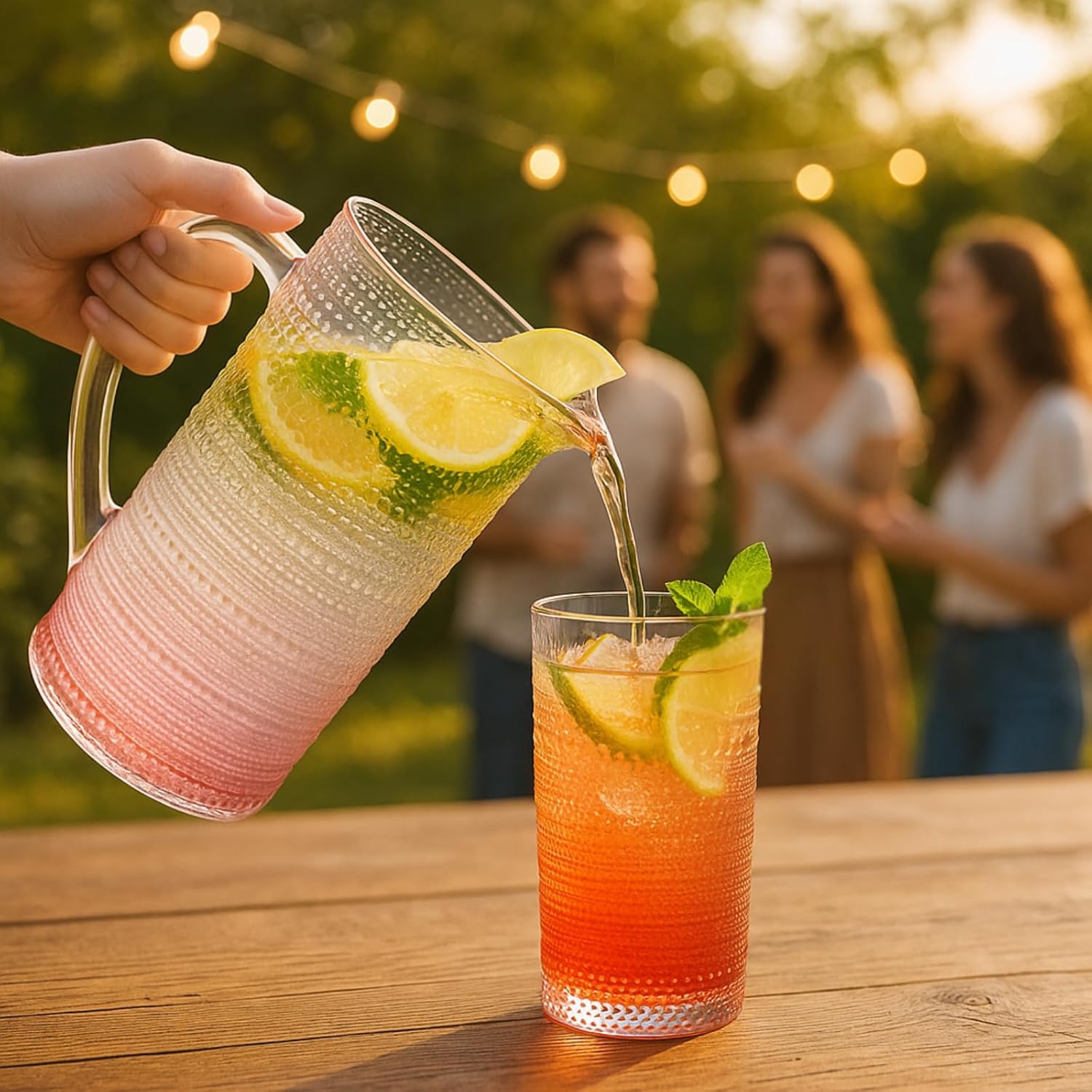 Hobnail Blush Pink Pitcher, Beverage Dispenser, Heavy Duty Glass Beaded, 2.5 Quart, 82oz Cocktails, Juices, Water, Lemonade, Iced Tea, Parties, Everyday Fridge, Container, Milk, Iced Coffee, Drinks