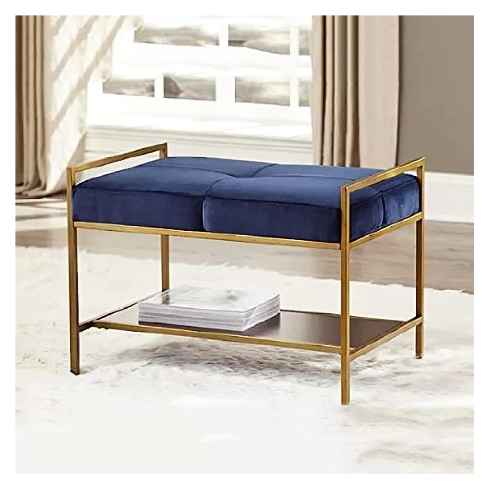 GRDDBZA Shoe Storage Bench with Cushion for Entryway, Modern entryway Bench, Velvet upholstered Shoe Stool Shoe Cabinet Furniture, Premium Bedroom Shoe Rack Bench Decor(White,120x35x45cm)