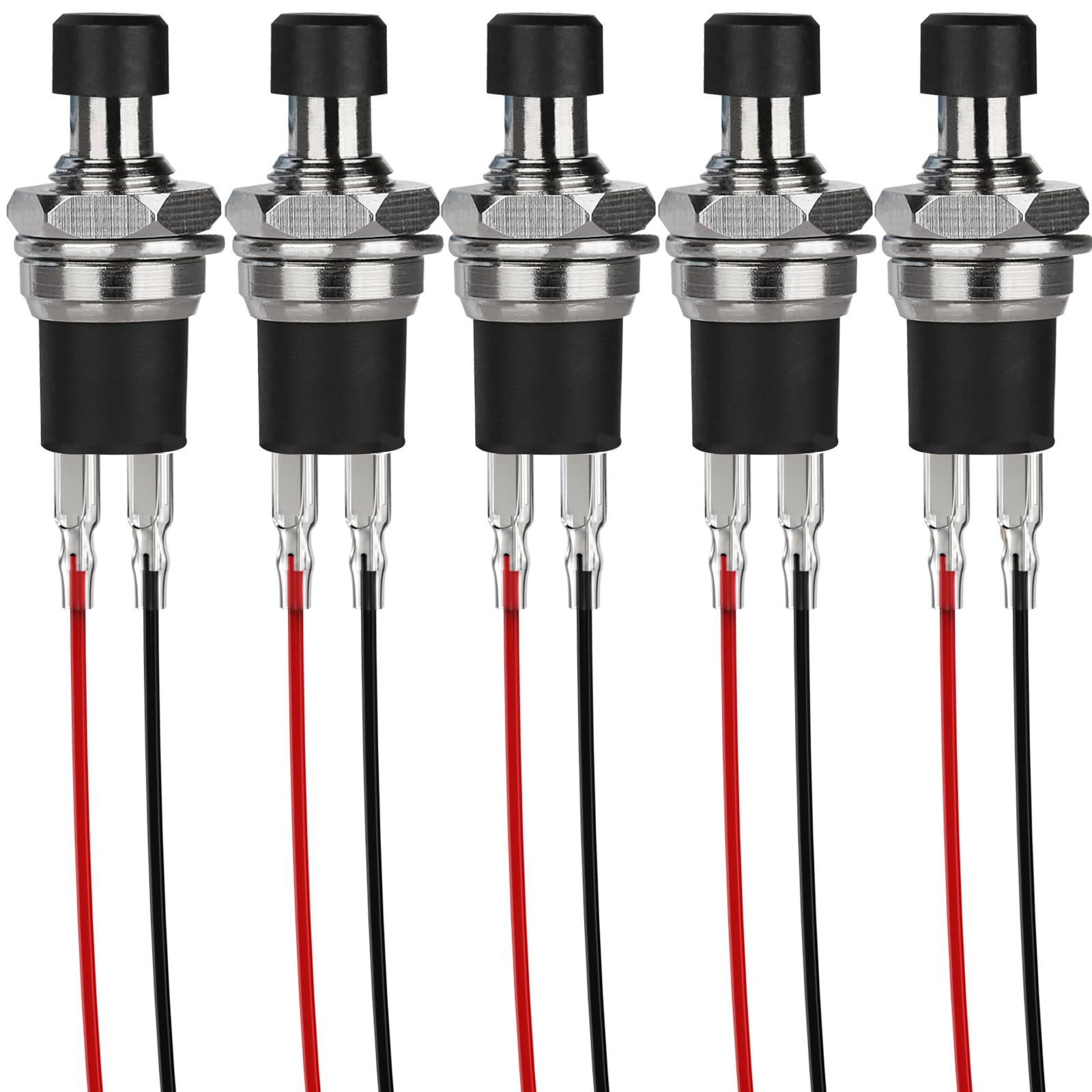Snapklik.com : 5Pcs Self-Locking SPST Latching Type Dash ON/Off Black ...