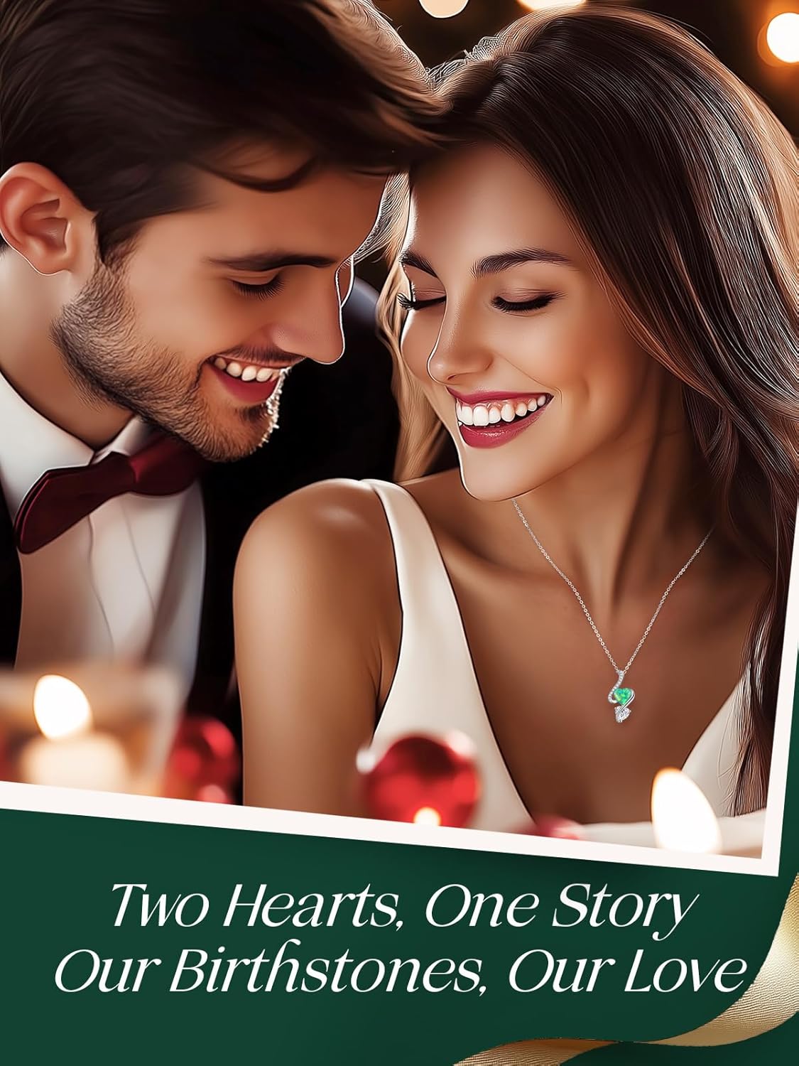 LOUISA SECRET 925 Sterling Silver Opal Birthstone Necklace, Unique Tiny Double Heart Pendant Jewelry, Engraved with "S925 I Love You" Best Birthday Gift for Women Wife Girlfriend Mom Her, Christmas Day Valentine's Day Anniversary Mother's Day - Image 3