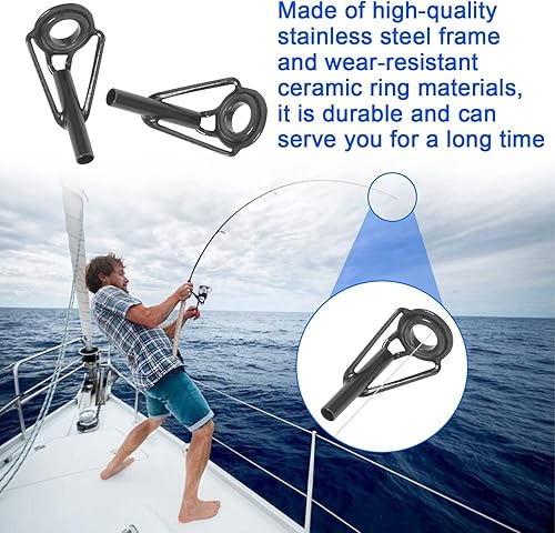 Miniatura 7 de Kit de reparación de puntas de caña, kit de repuesto de puntas de caña de pescar, anillo de guía de cerámica de acero inoxidable Mirco, kit pequeño