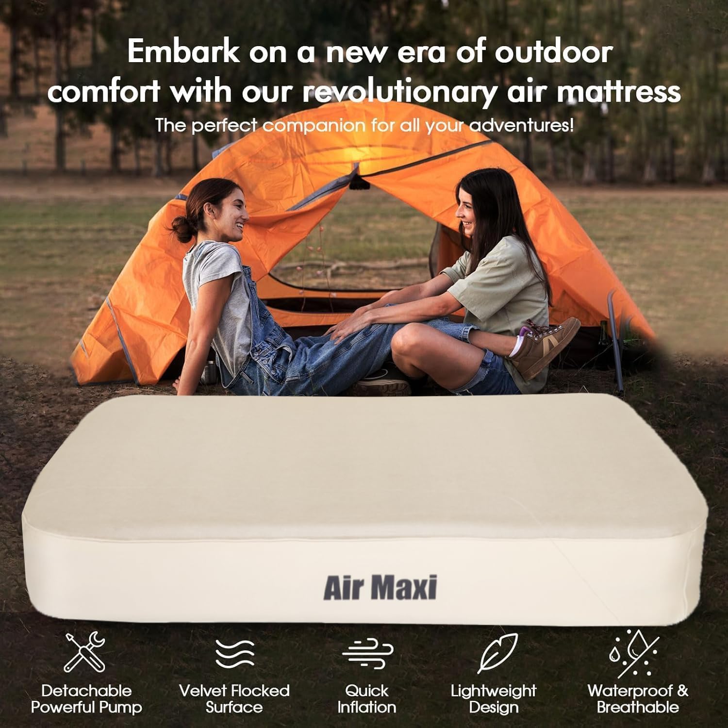 Queen Air Bed with Built-in Pump, Self-Inflating Air Mattress with Air Pump, 13.78