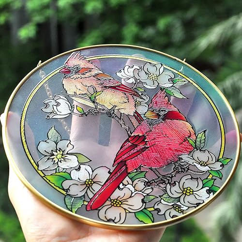 Miniatura 3 de Atrapasoles de colibrí y mariposa para ventanas, colgantes de vitrales de 6.3 pulgadas, panel de vidrio pintado a mano perfecto para decoración del