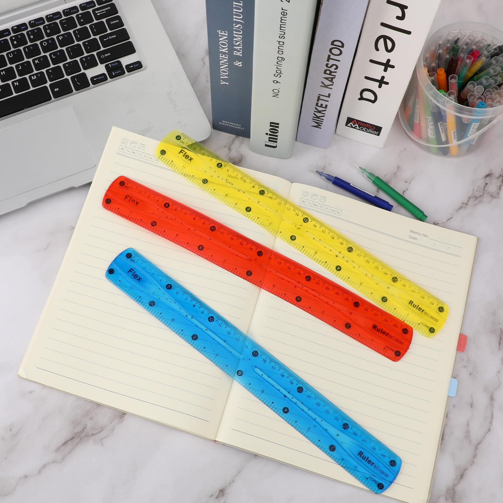 3Pcs Flexible Ruler, 12 Inch Translucent Plastic Rulers Shatterproof Bendy Rulers with Inches and Centimeters Soft Bendable Rulers for Kids Adults Classroom School Home Office (Red Yellow Blue) - Image 6