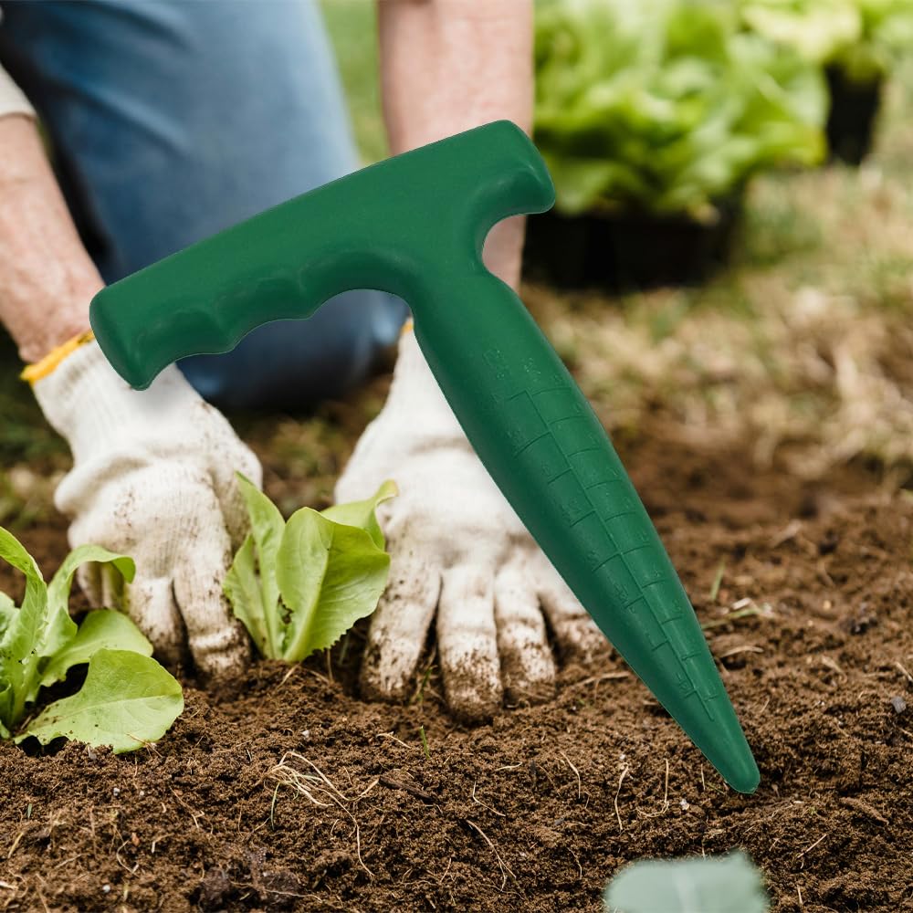 TopHomer Strumento Manuale per Fori da Giardino, 17 x 11 cm Punzonatrice per Terreno Verde con Scala Trasparente per Semina di Bulbi, Trapianto e Piantagione Precisa
