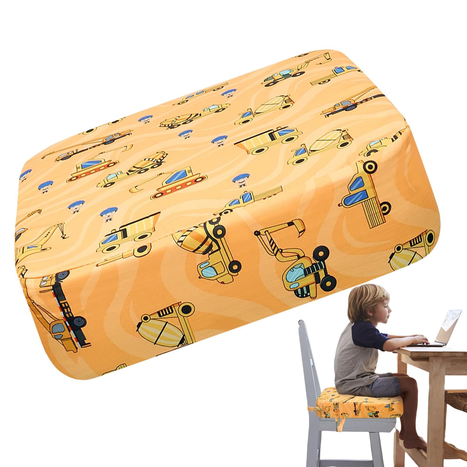 Booster Seat Dining Chair Toddler, Baby Booster Cushion Washable Table Boster Seat for Toddler 2 Belt Attach to Chair,Non-Slip Bottom Portable Travel Baby Child Kids Booster Cushion,36x32x9cm